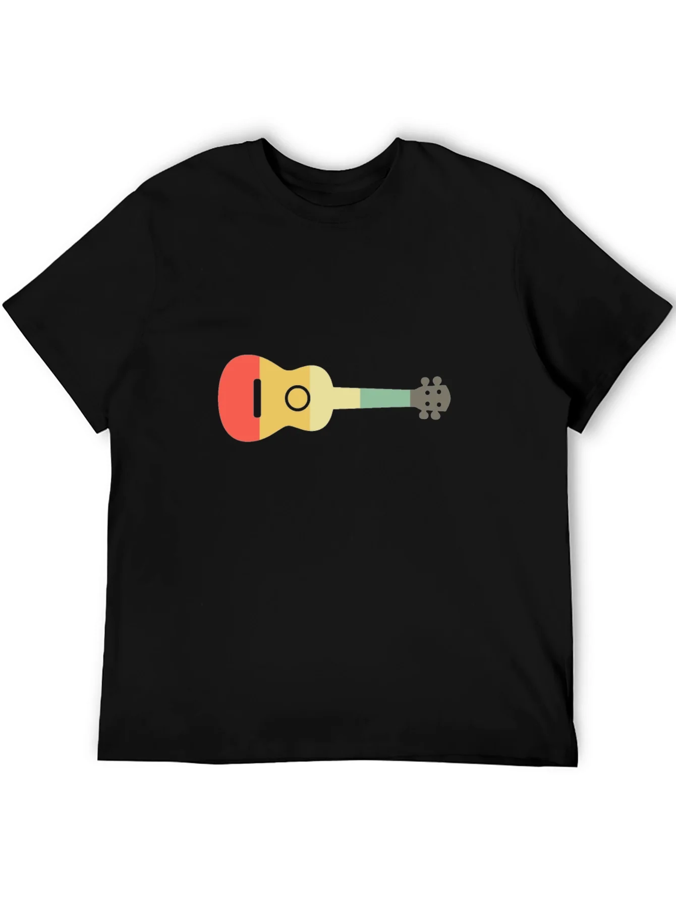 Camiseta Negra con Dise?o de Ukelele Retro