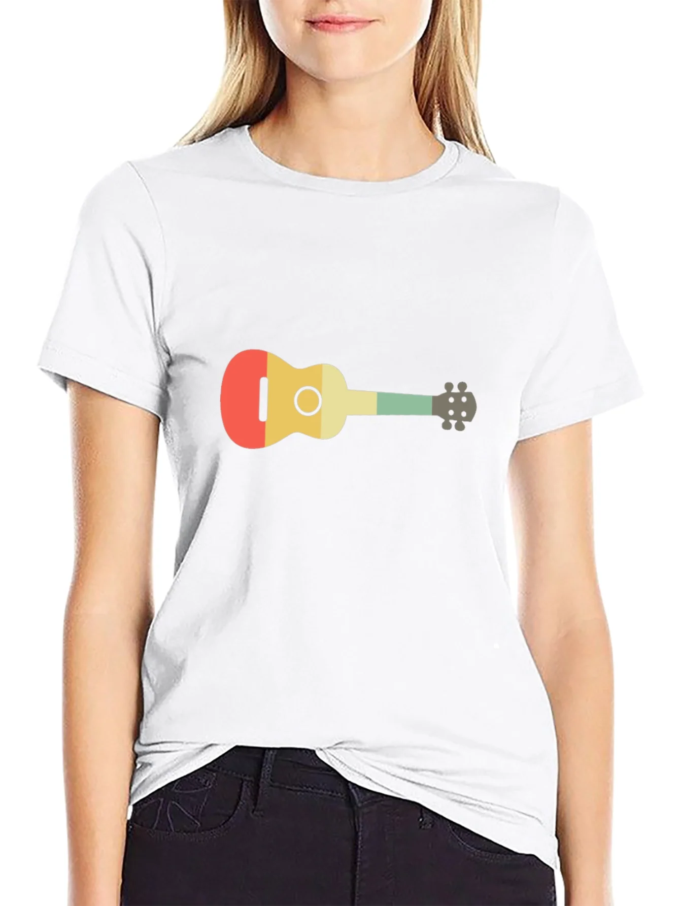 Camiseta Negra con Dise?o de Ukelele Retro