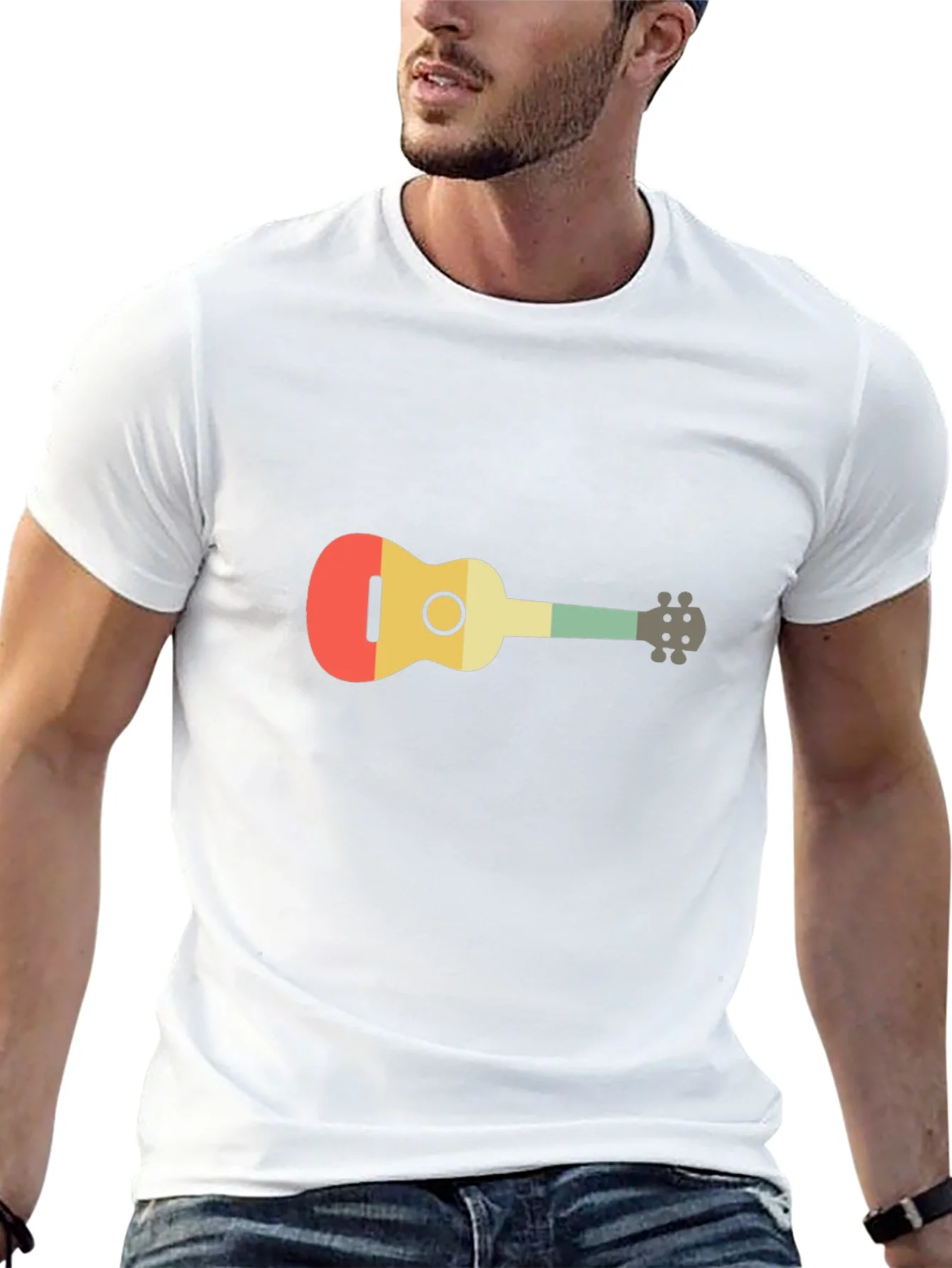 Camiseta Negra con Dise?o de Ukelele Retro