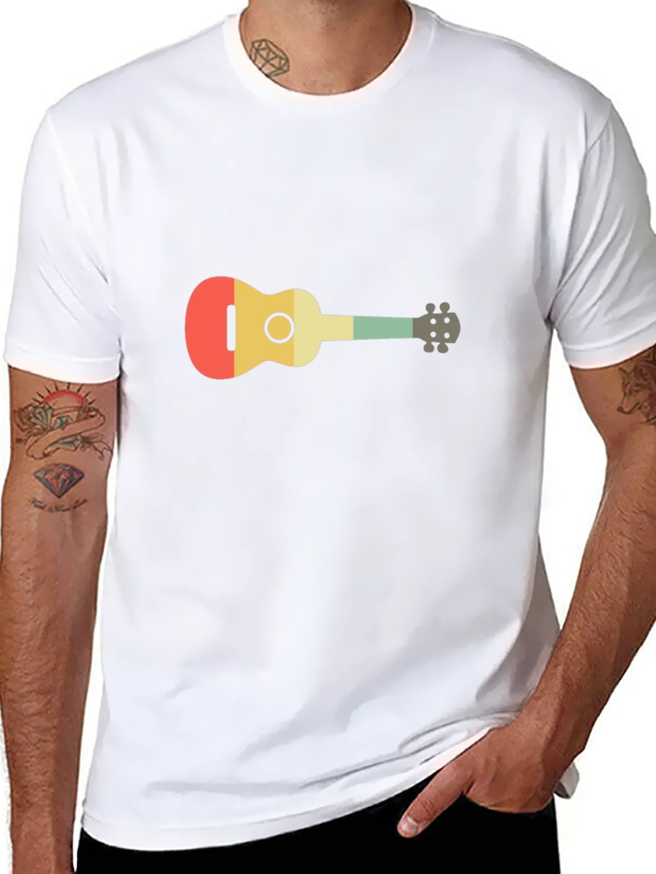Camiseta Negra con Dise?o de Ukelele Retro