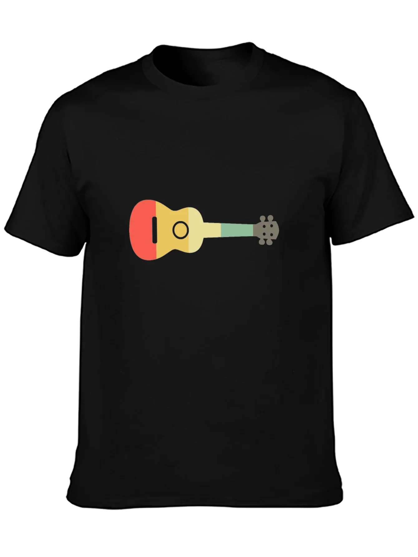 Camiseta Negra con Dise?o de Ukelele Retro