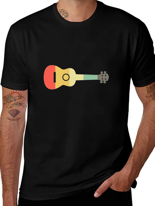 Camiseta Negra con Dise?o de Ukelele Retro