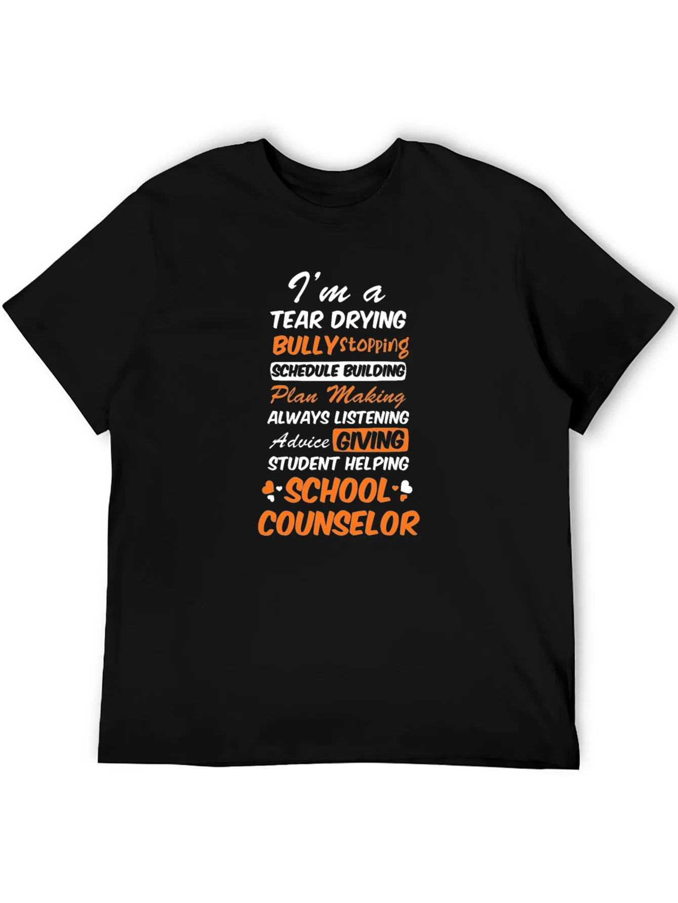 Camiseta Negra con Dise?o de Consejero Escolar