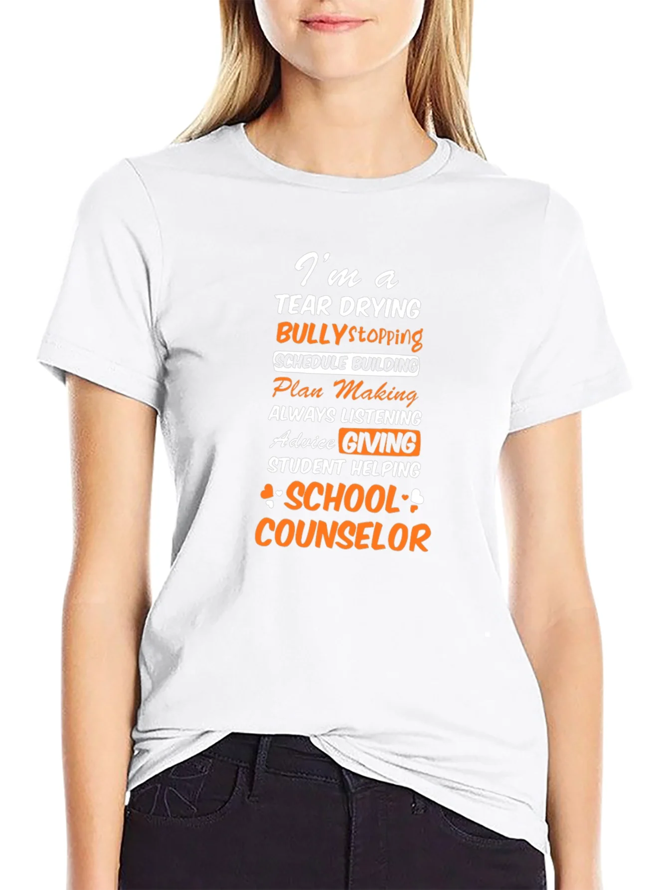 Camiseta Negra con Dise?o de Consejero Escolar