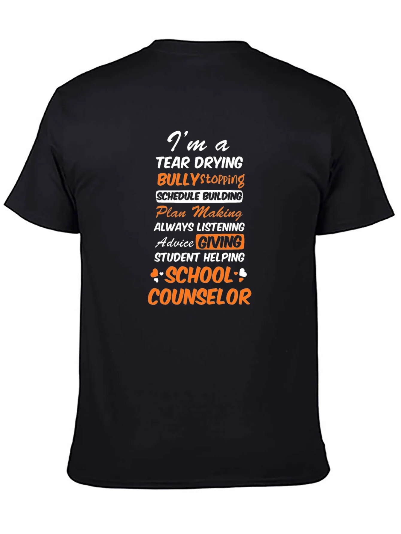 Camiseta Negra con Dise?o de Consejero Escolar