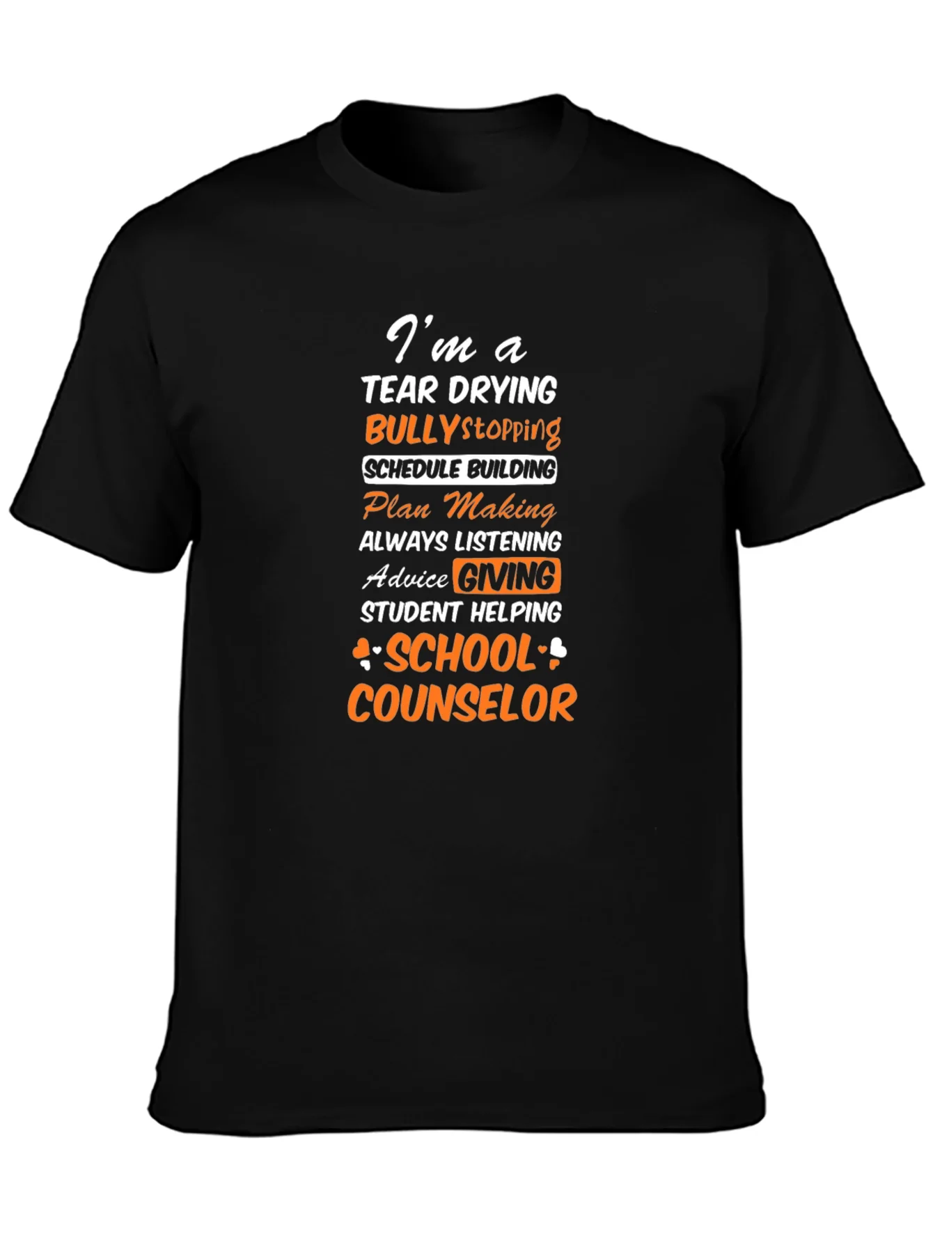 Camiseta Negra con Dise?o de Consejero Escolar