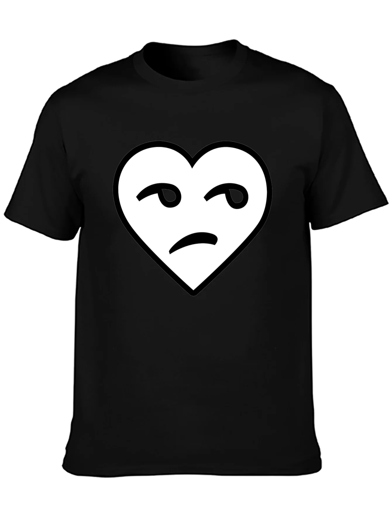 Camiseta Negra Coraz¨®n con Cara Desconfiada
