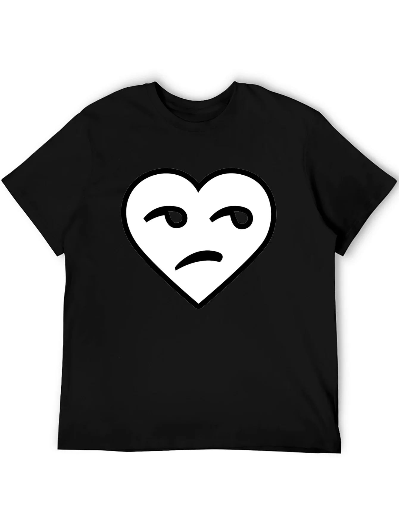 Camiseta Negra Coraz¨®n con Cara Desconfiada