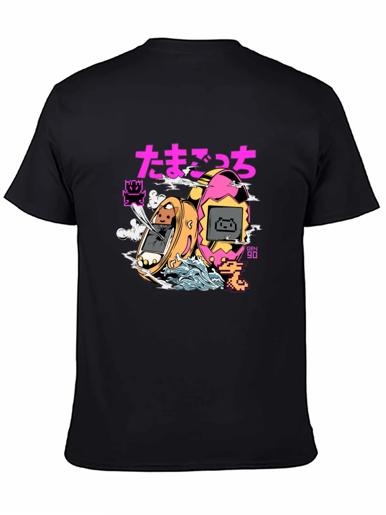 Rebbecca Retro Tamagotchi Graphic T-Shirt - Black