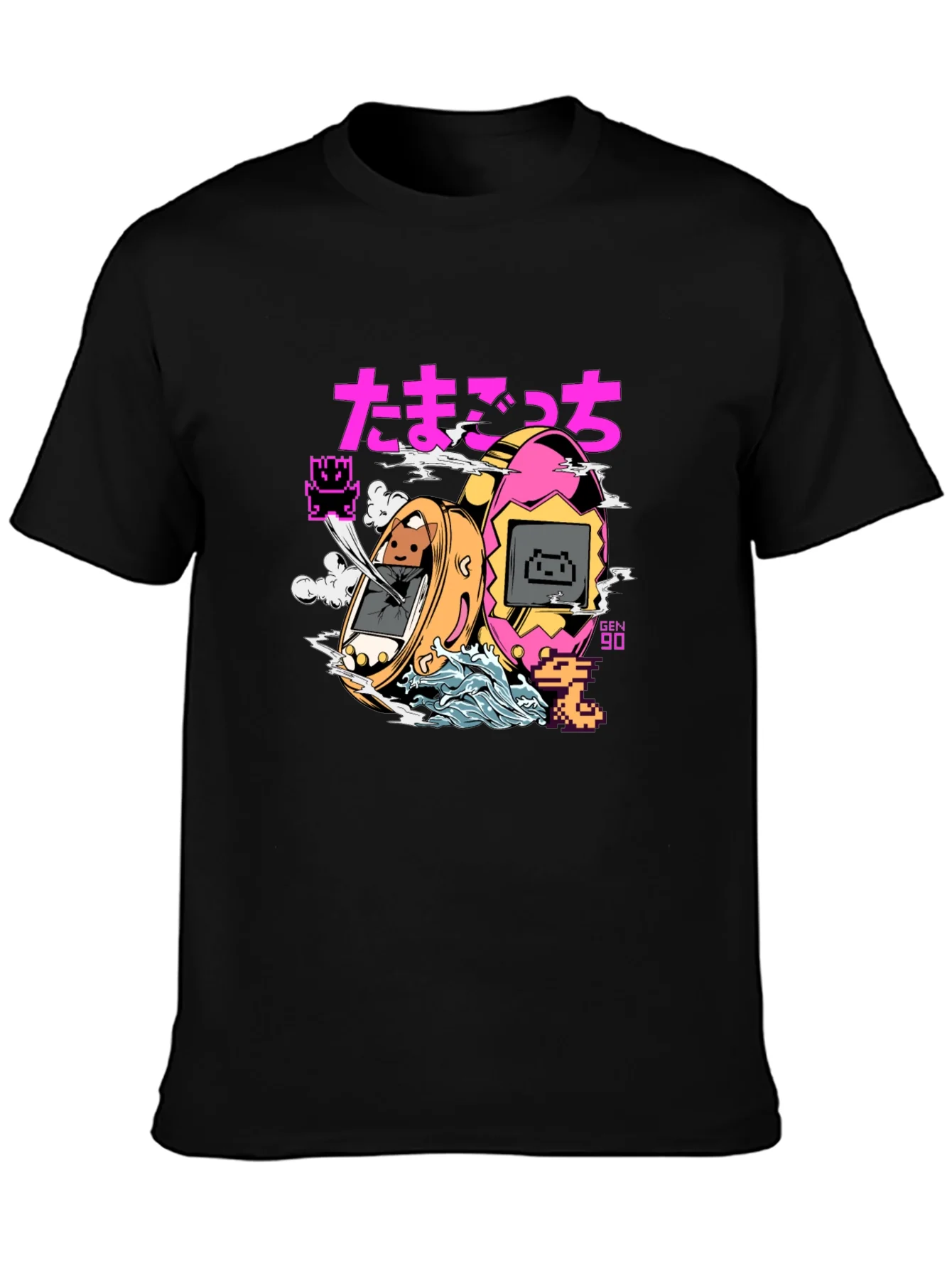 Rebbecca Retro Tamagotchi Graphic T-Shirt - Black