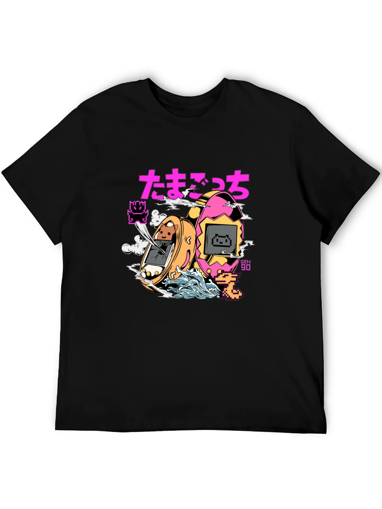 Rebbecca Retro Tamagotchi Graphic T-Shirt - Black