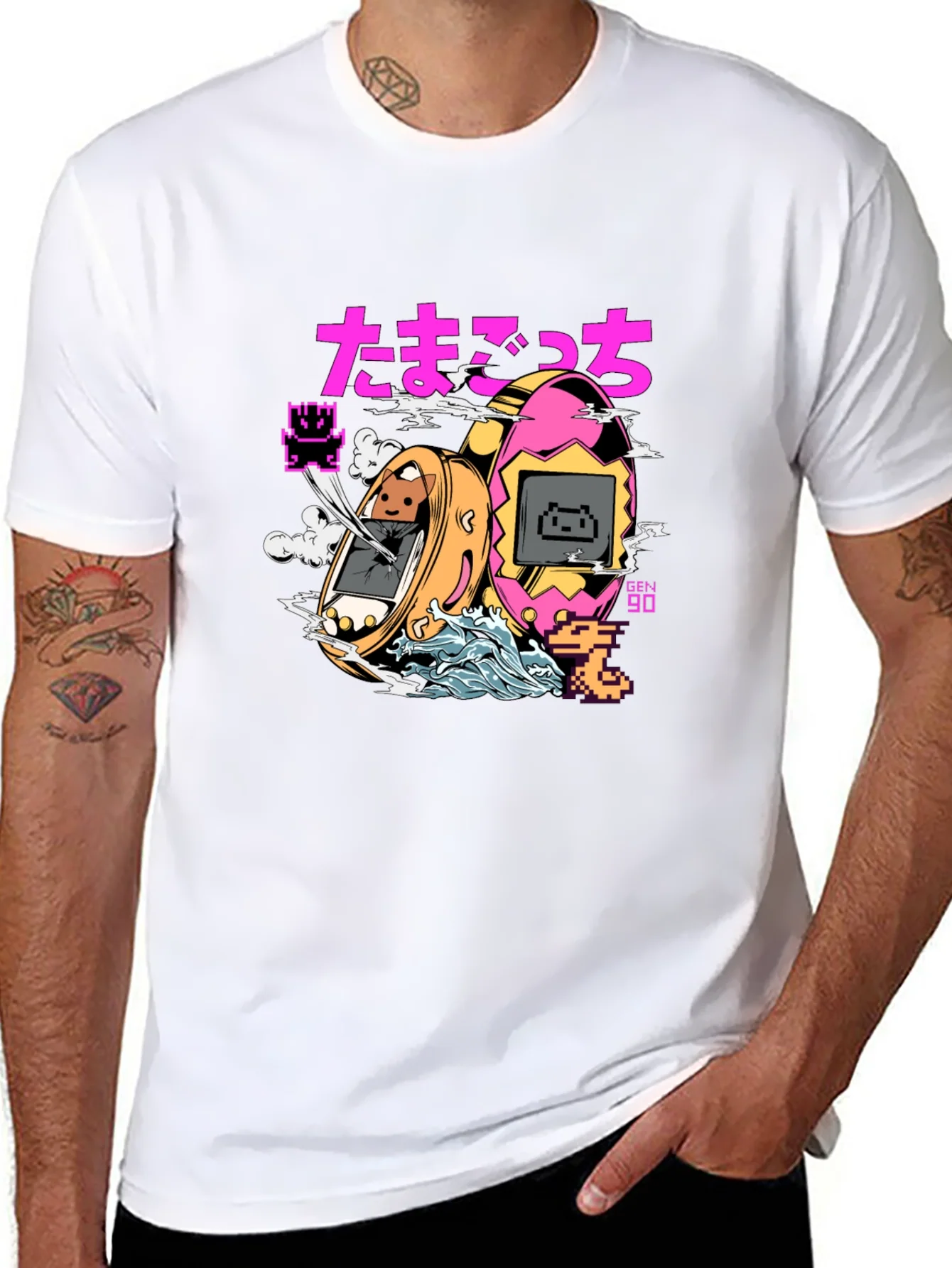 Rebbecca Retro Tamagotchi Graphic T-Shirt - Black