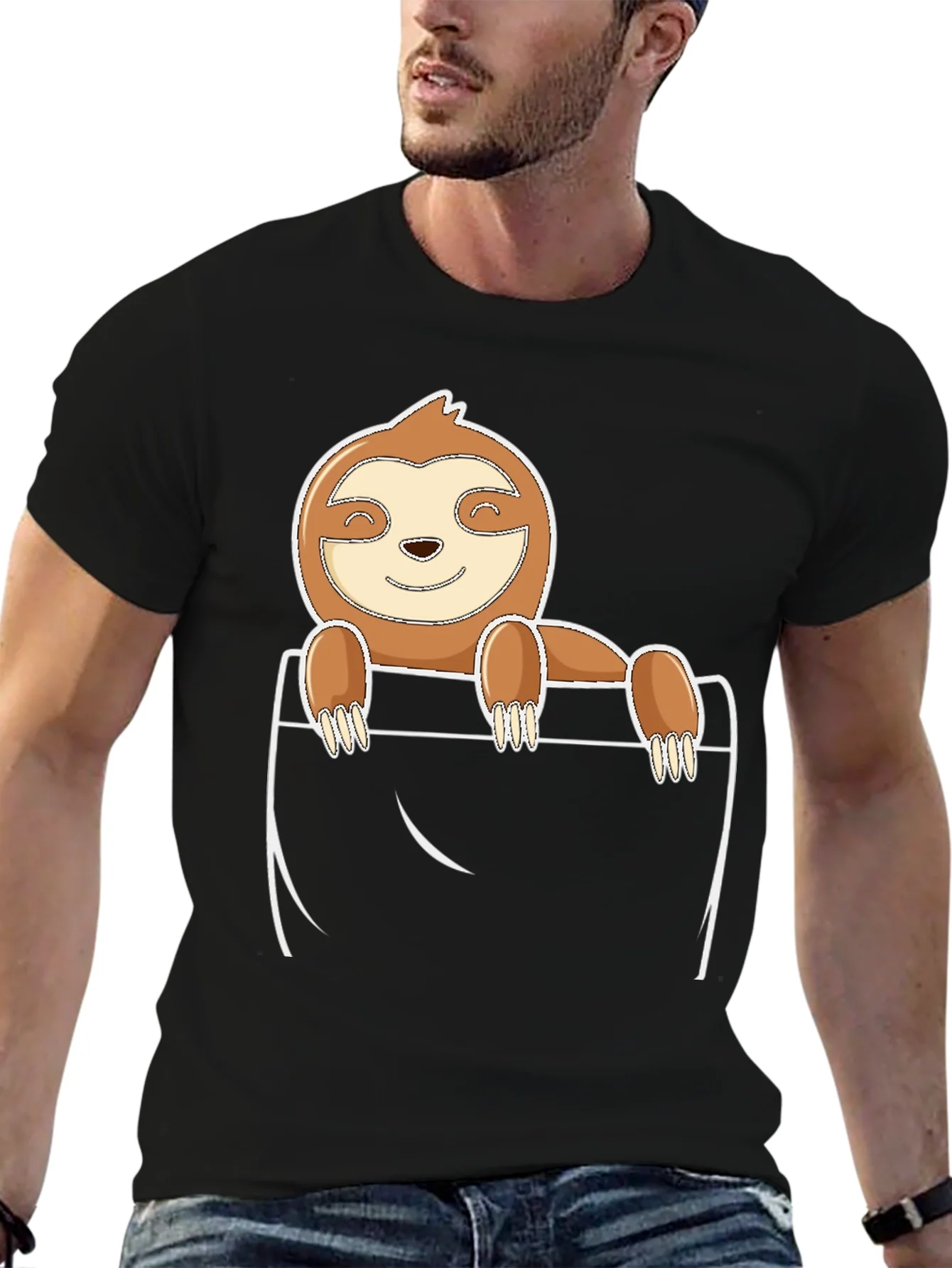 Rebbecca Sloth Pocket T-Shirt - Cute Cartoon Animal Tee