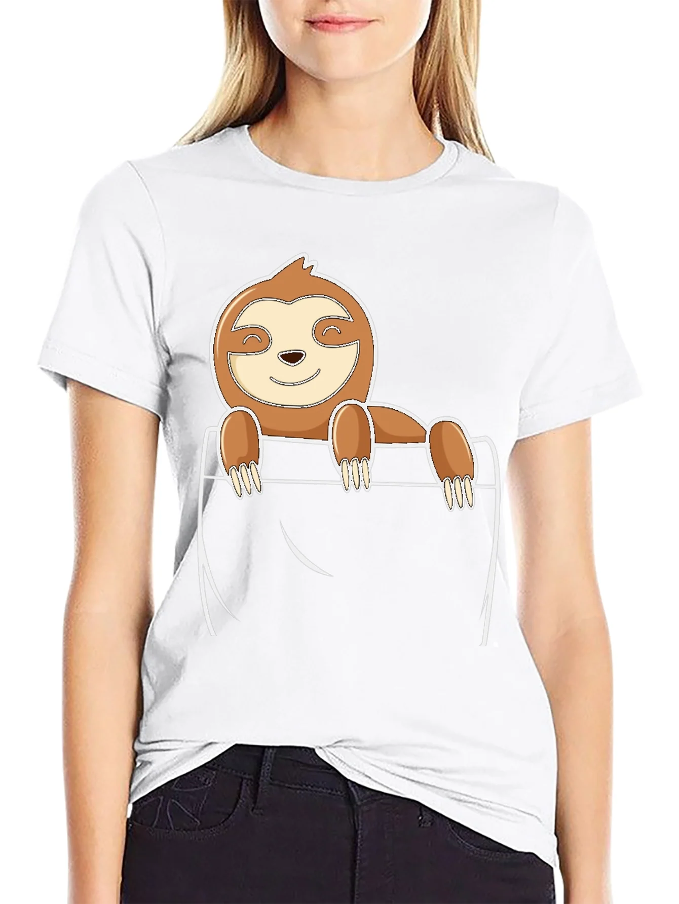 Rebbecca Sloth Pocket T-Shirt - Cute Cartoon Animal Tee
