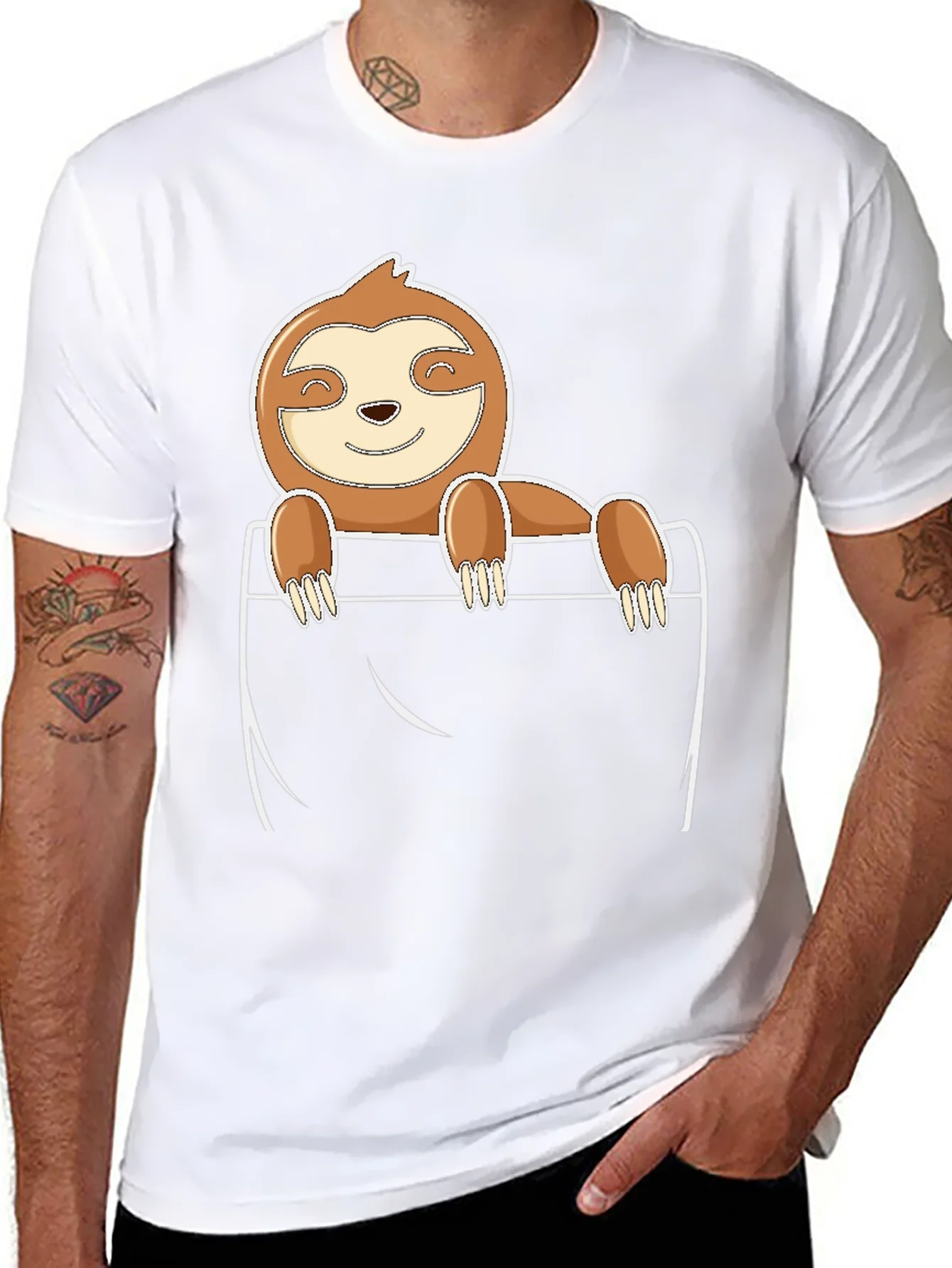 Rebbecca Sloth Pocket T-Shirt - Cute Cartoon Animal Tee