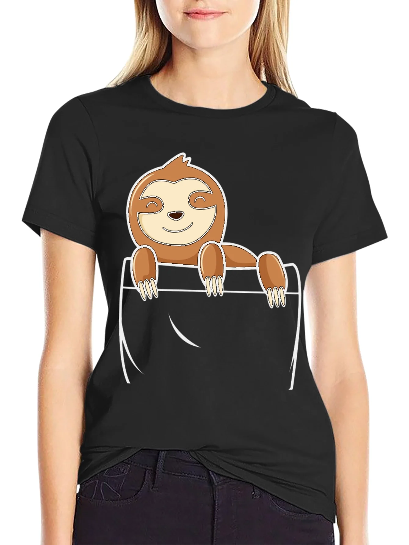 Rebbecca Sloth Pocket T-Shirt - Cute Cartoon Animal Tee