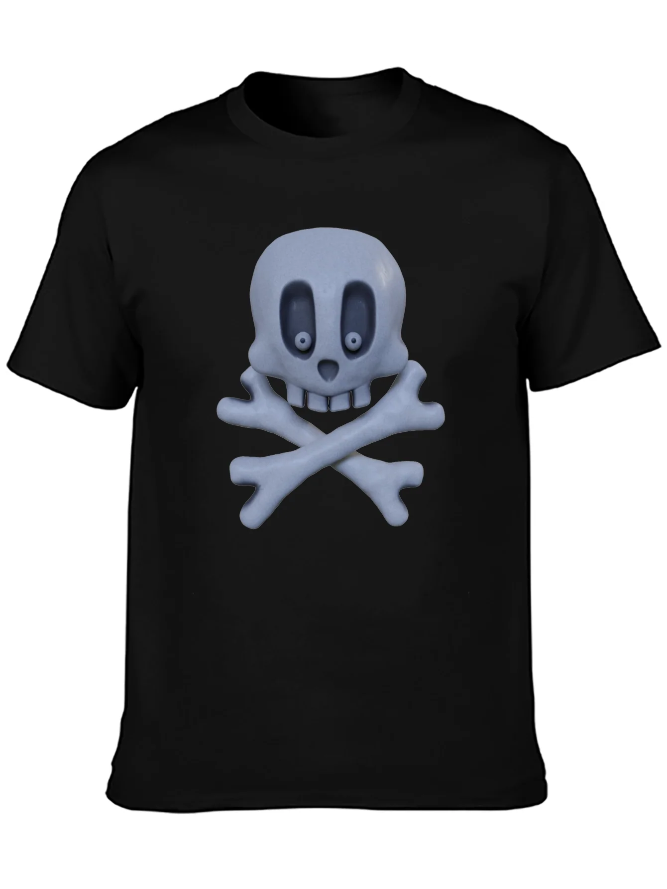 Camiseta Negra con Calavera y Huesos Cruzados