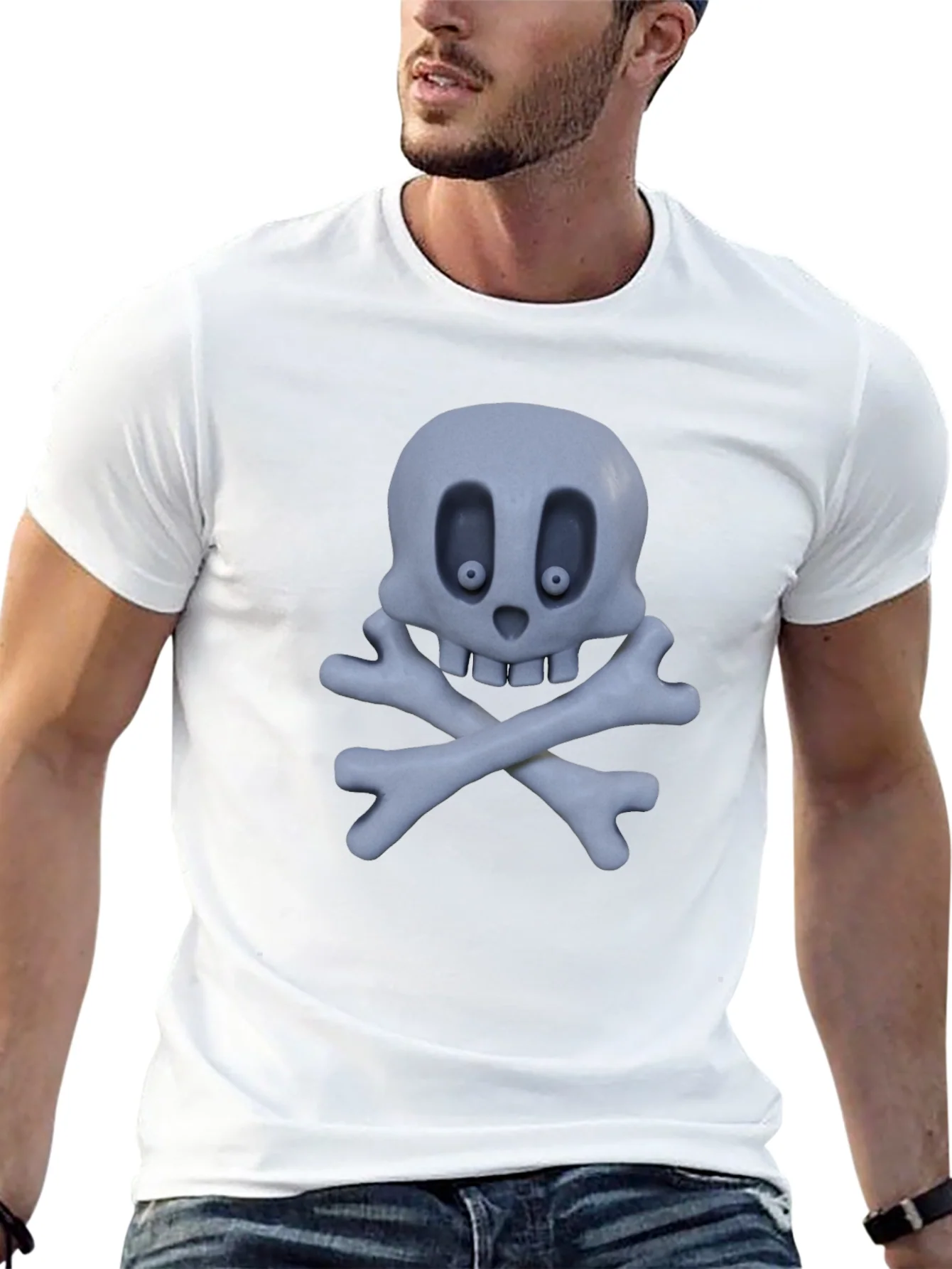 Camiseta Negra con Calavera y Huesos Cruzados