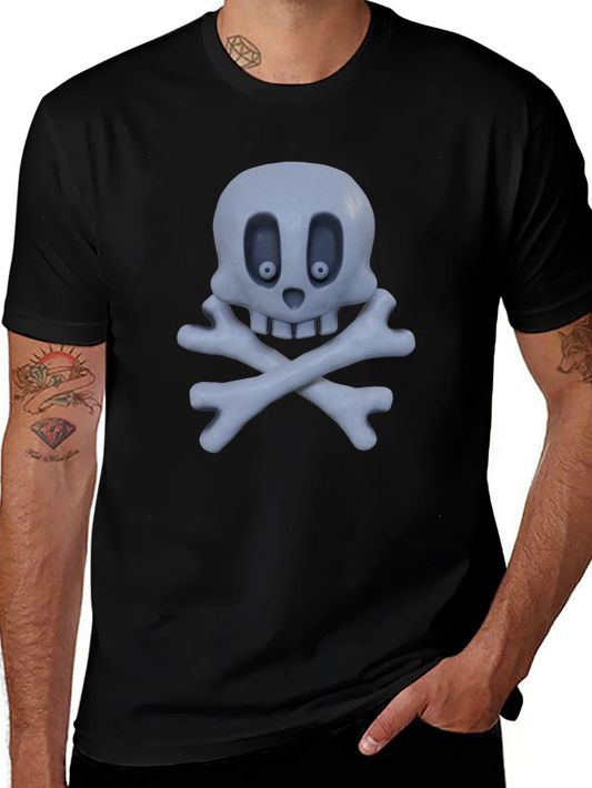 Camiseta Negra con Calavera y Huesos Cruzados