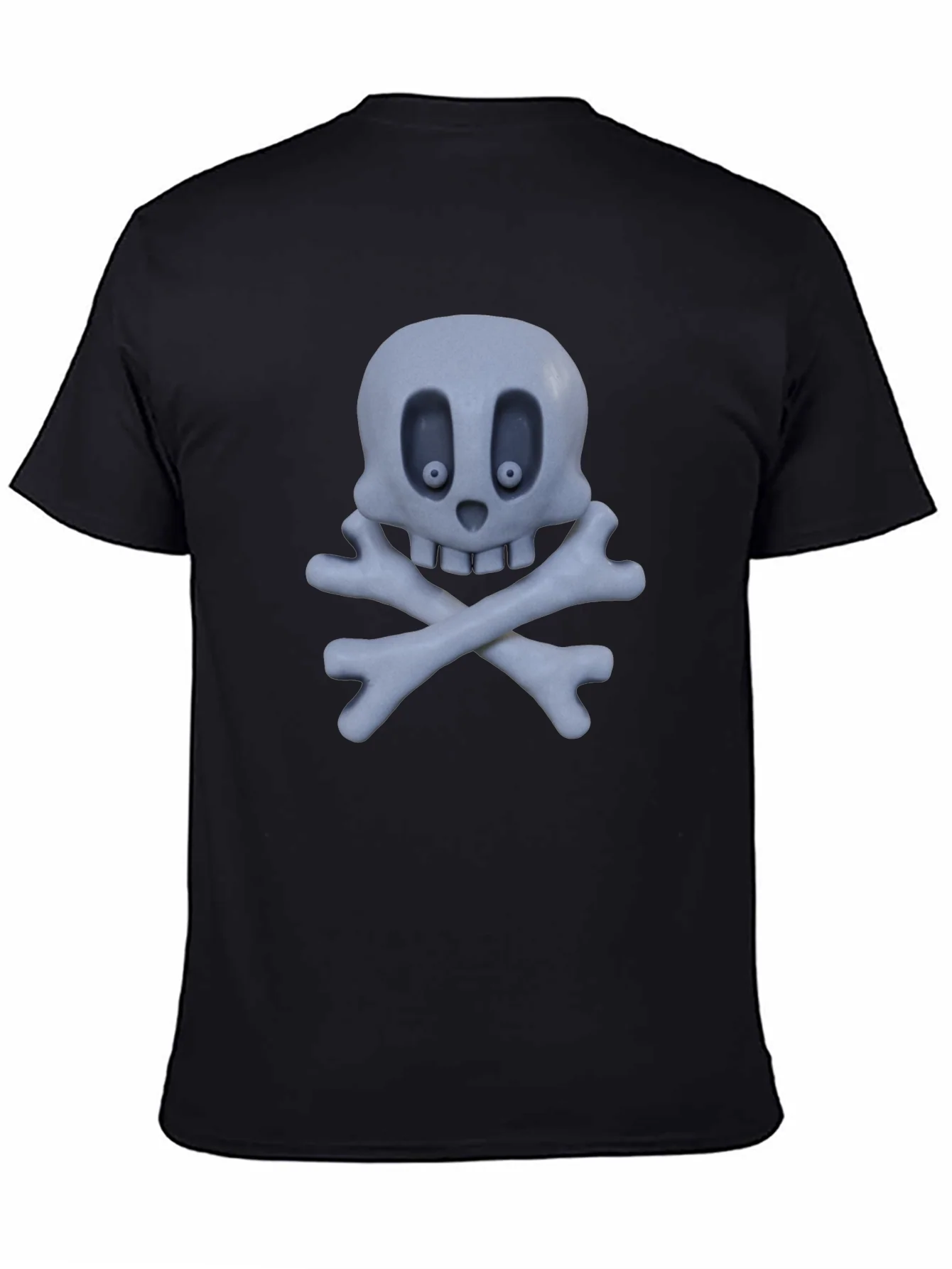 Camiseta Negra con Calavera y Huesos Cruzados