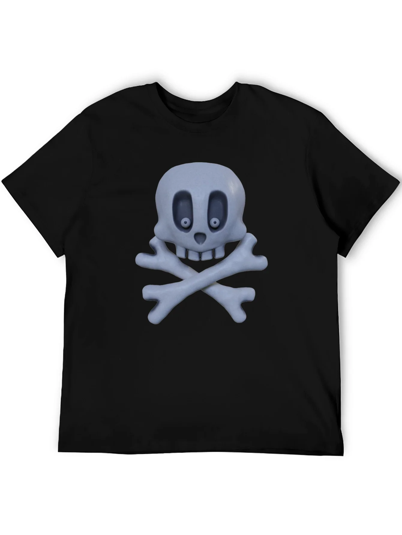 Camiseta Negra con Calavera y Huesos Cruzados