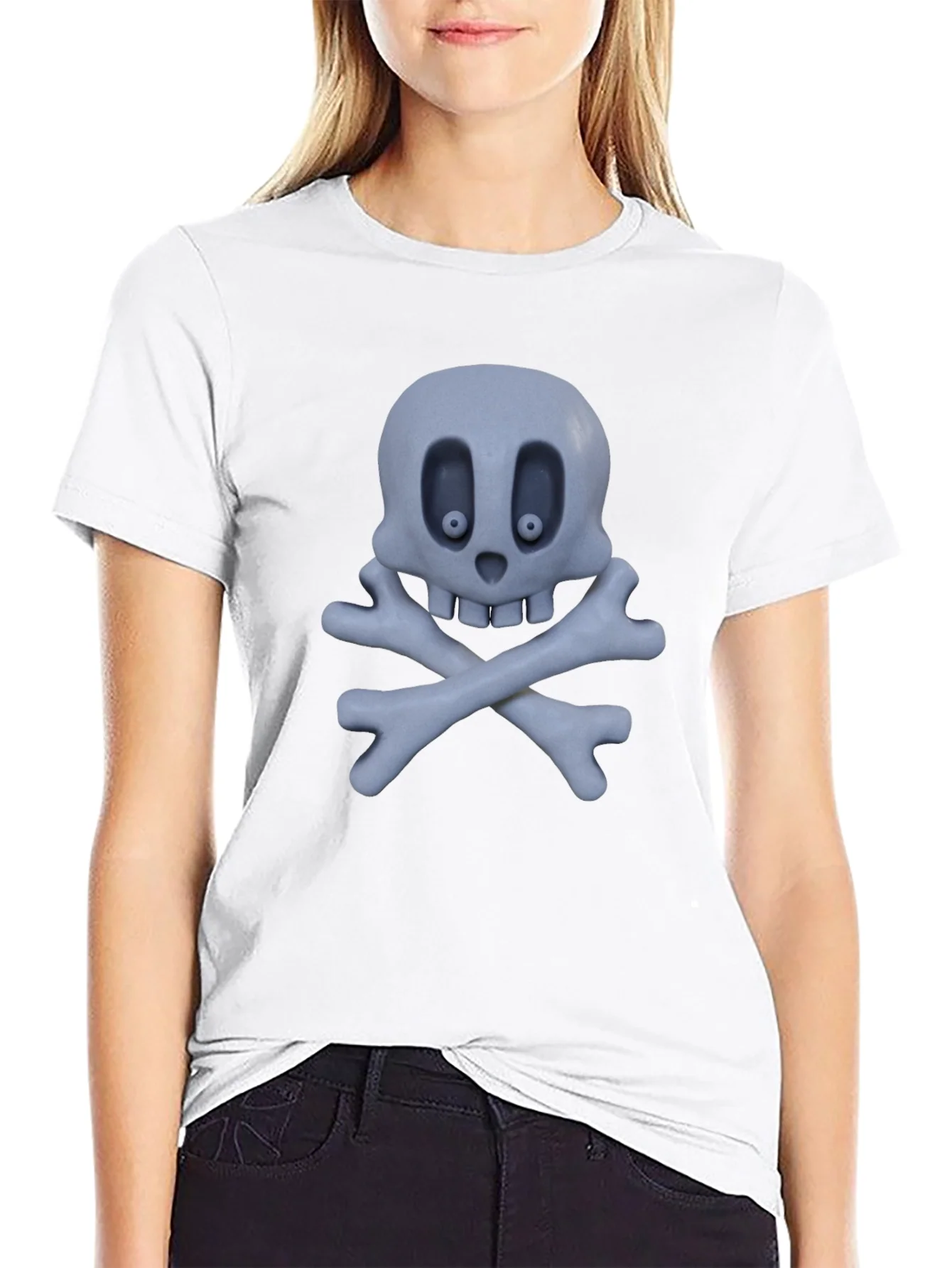 Camiseta Negra con Calavera y Huesos Cruzados