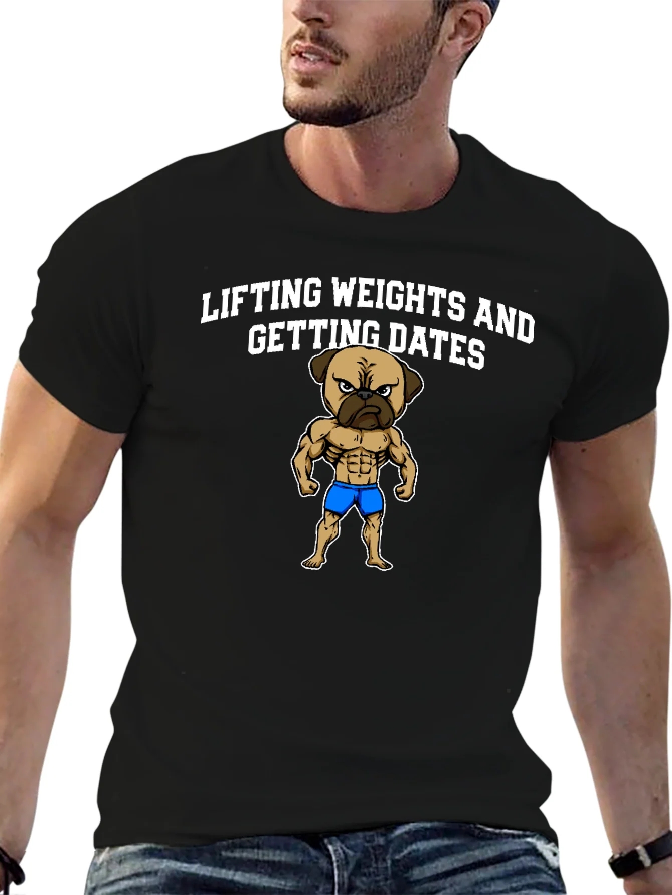 Camiseta Negra: Levanta Pesas y Consigue Citas Perrunas