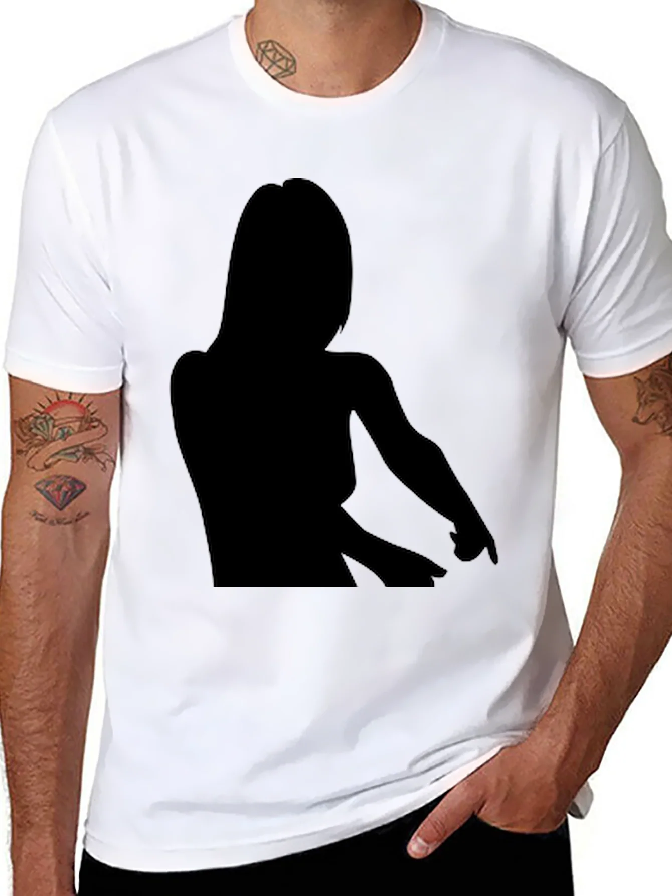 Camiseta Negra Silueta Mujer - Estilo Casual