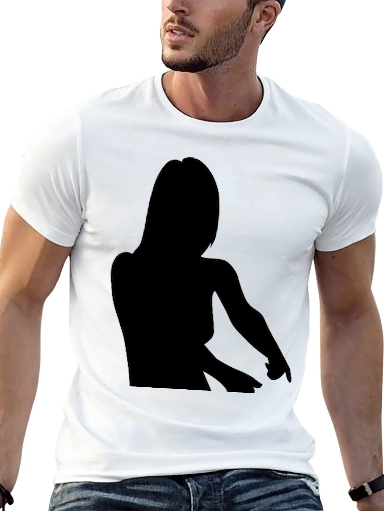 Camiseta Negra Silueta Mujer - Estilo Casual