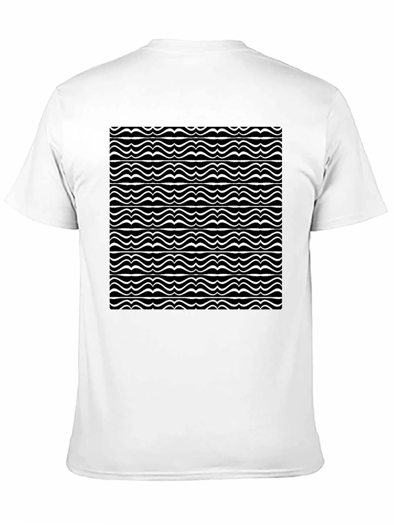 Camiseta Negra con Ondas Abstractas Blancas