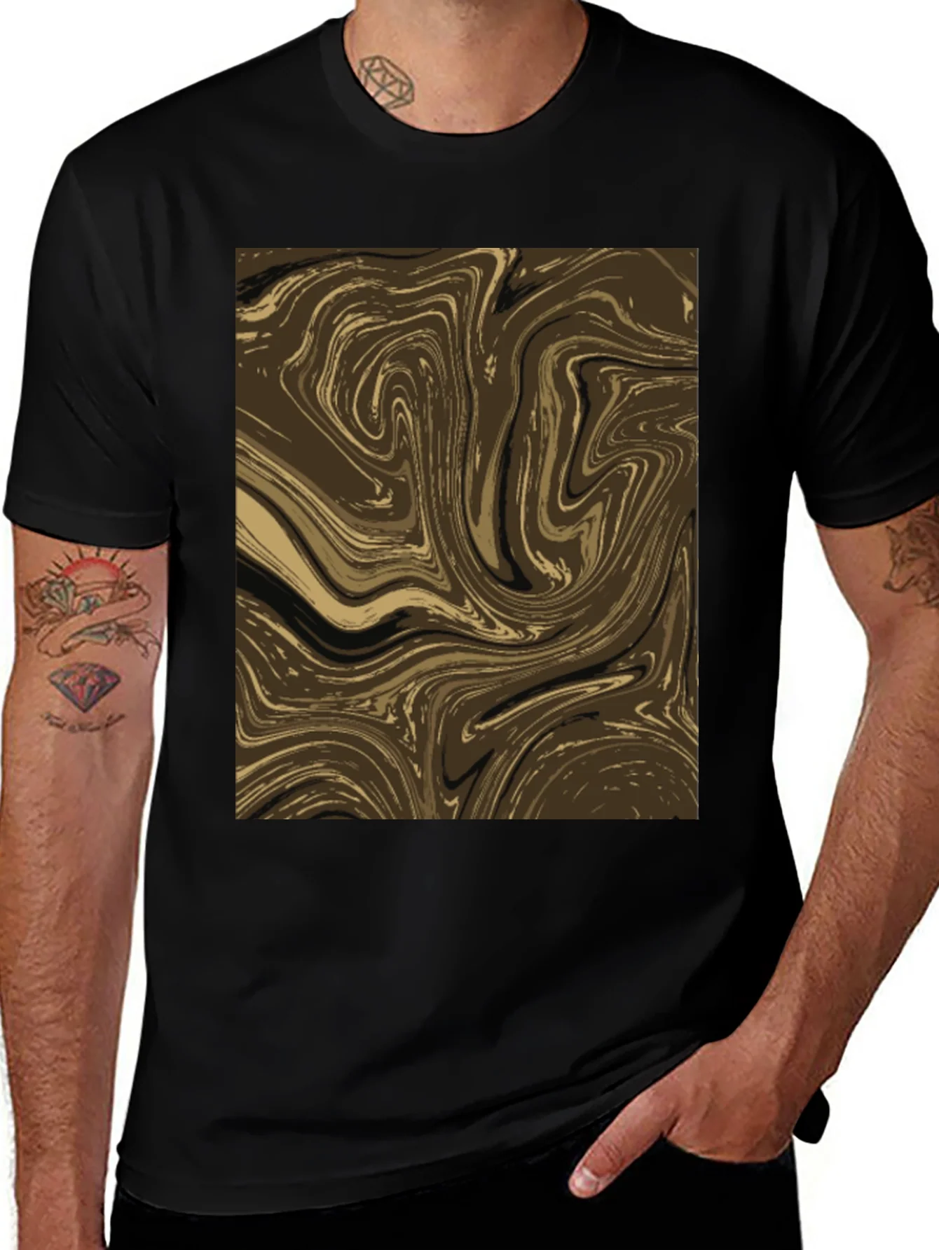 Rebbecca Abstract Swirl Graphic Tee - Brown