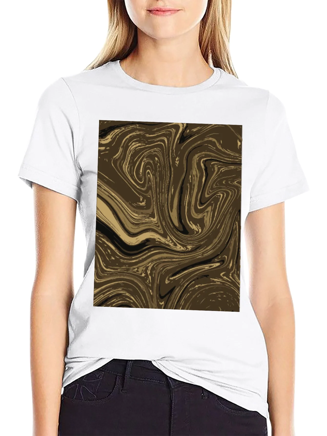 Rebbecca Abstract Swirl Graphic Tee - Brown