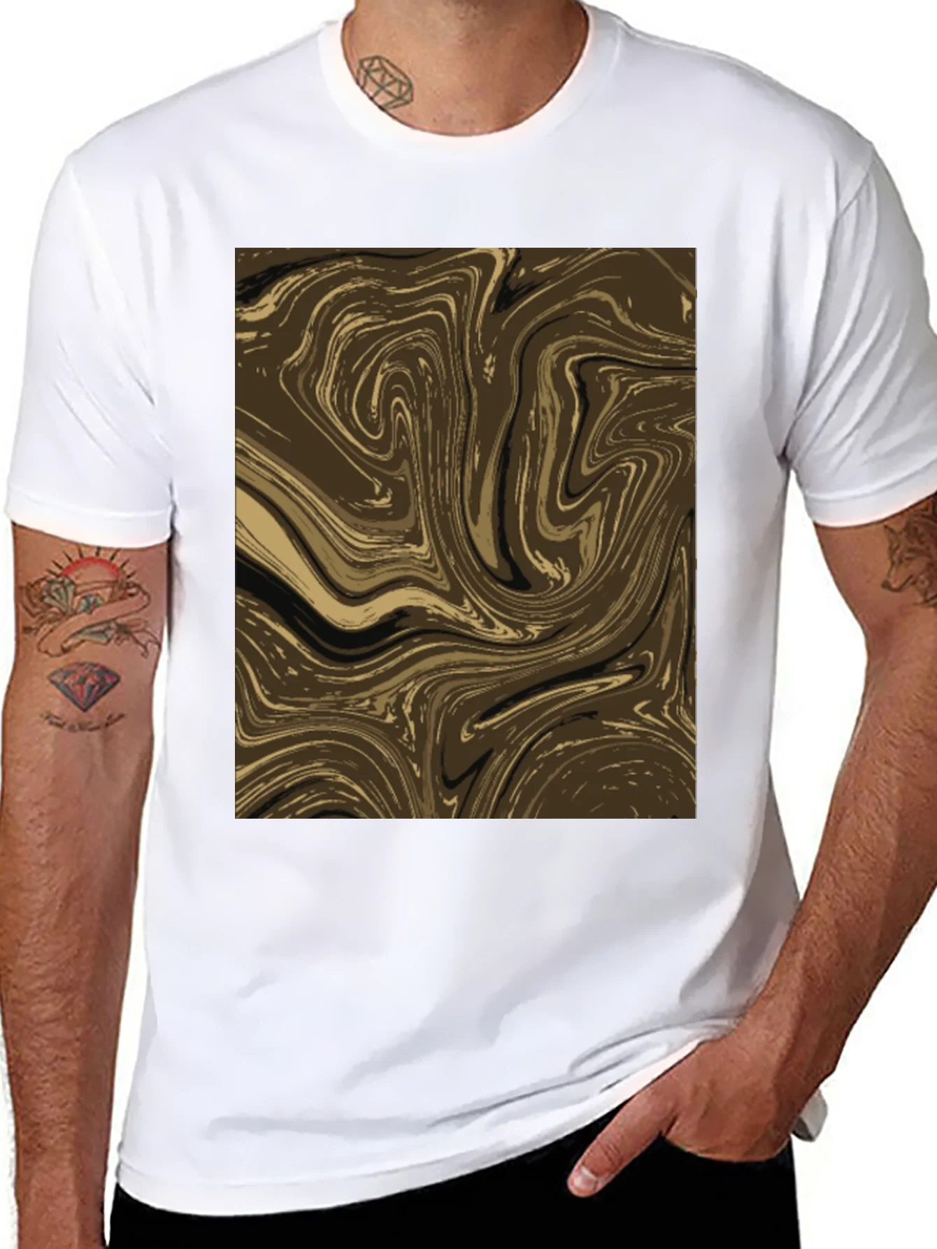 Rebbecca Abstract Swirl Graphic Tee - Brown