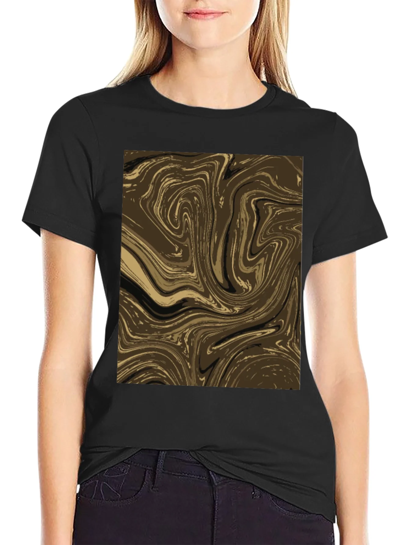 Rebbecca Abstract Swirl Graphic Tee - Brown