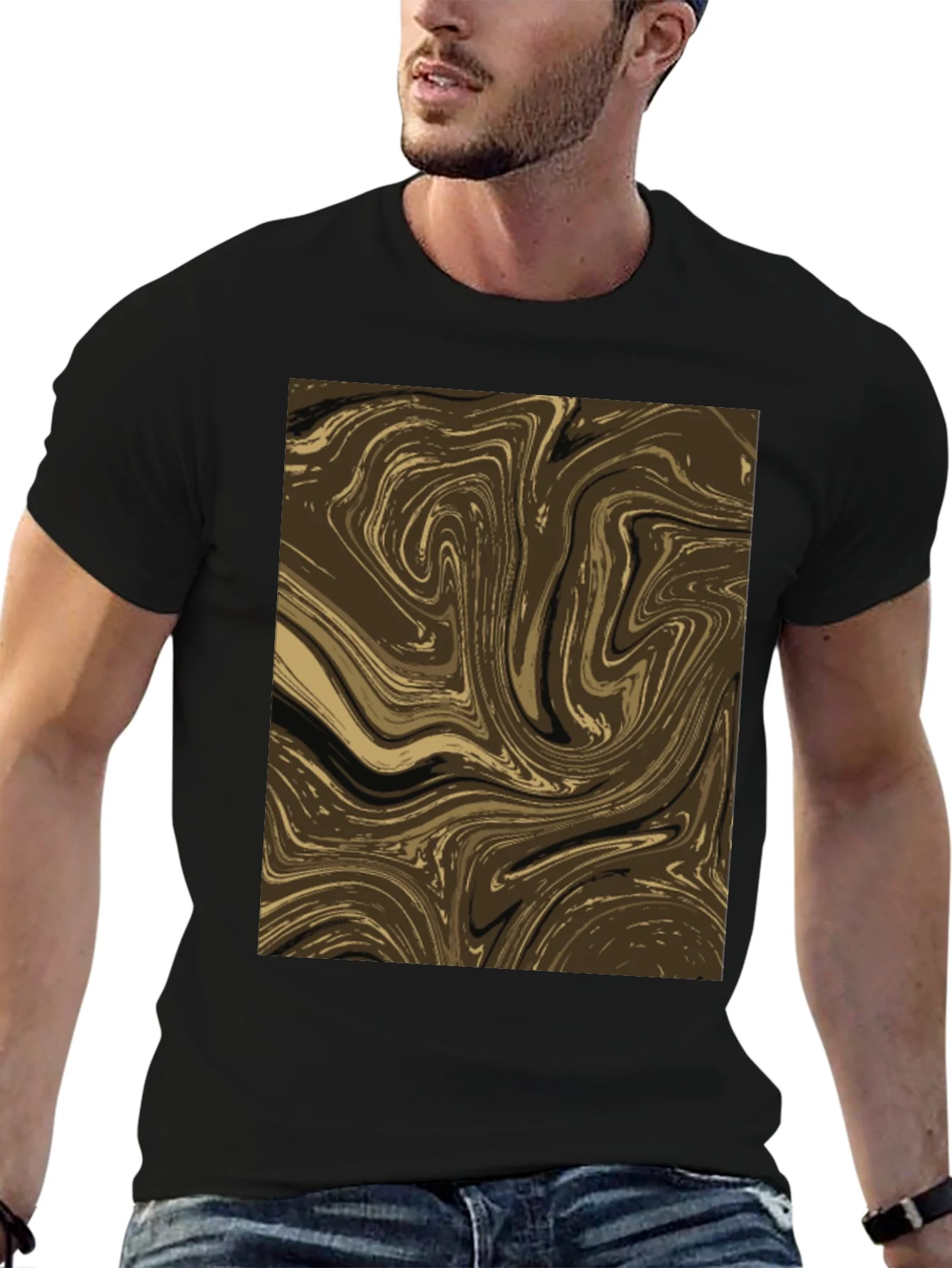 Rebbecca Abstract Swirl Graphic Tee - Brown