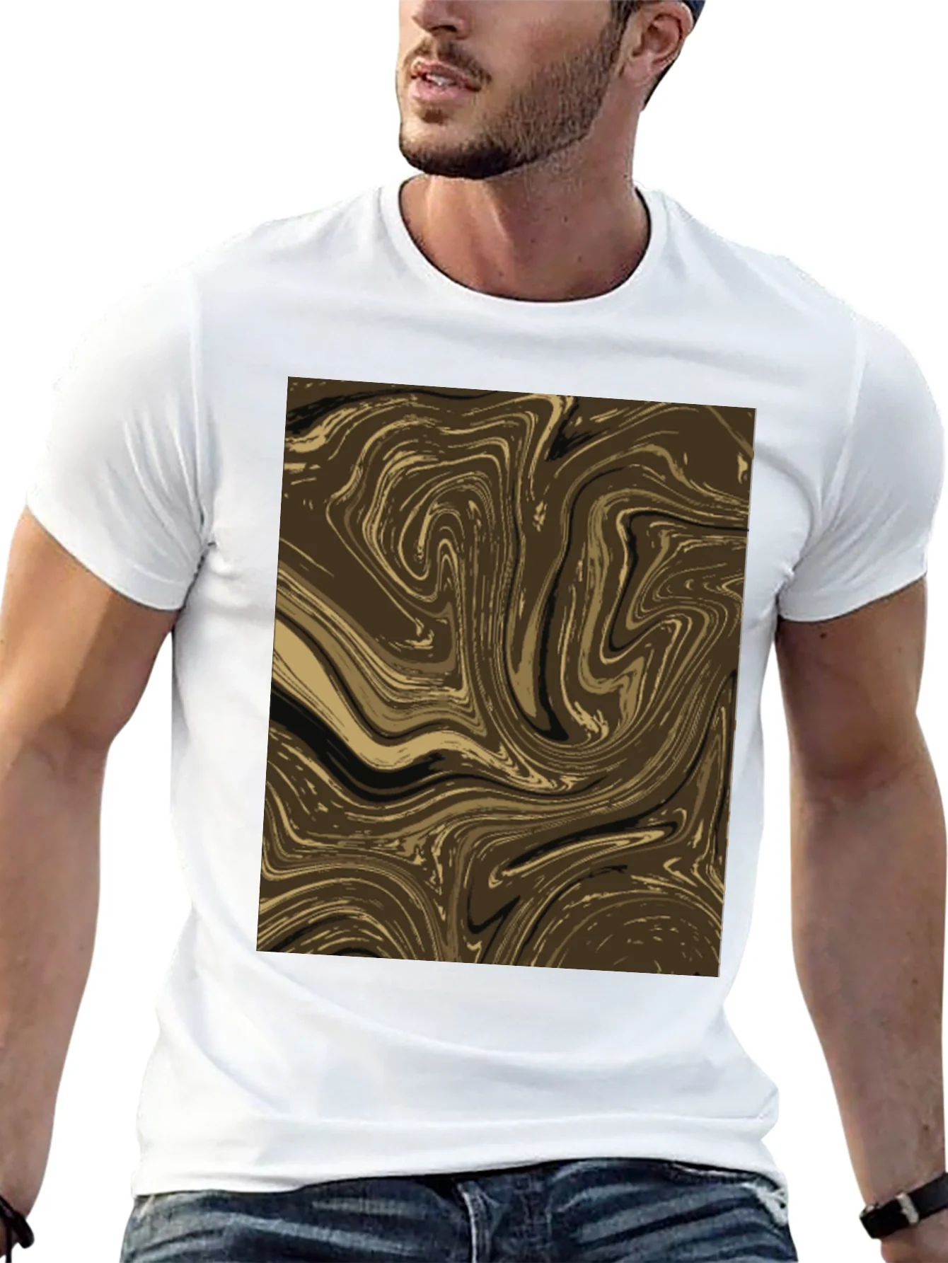 Rebbecca Abstract Swirl Graphic Tee - Brown