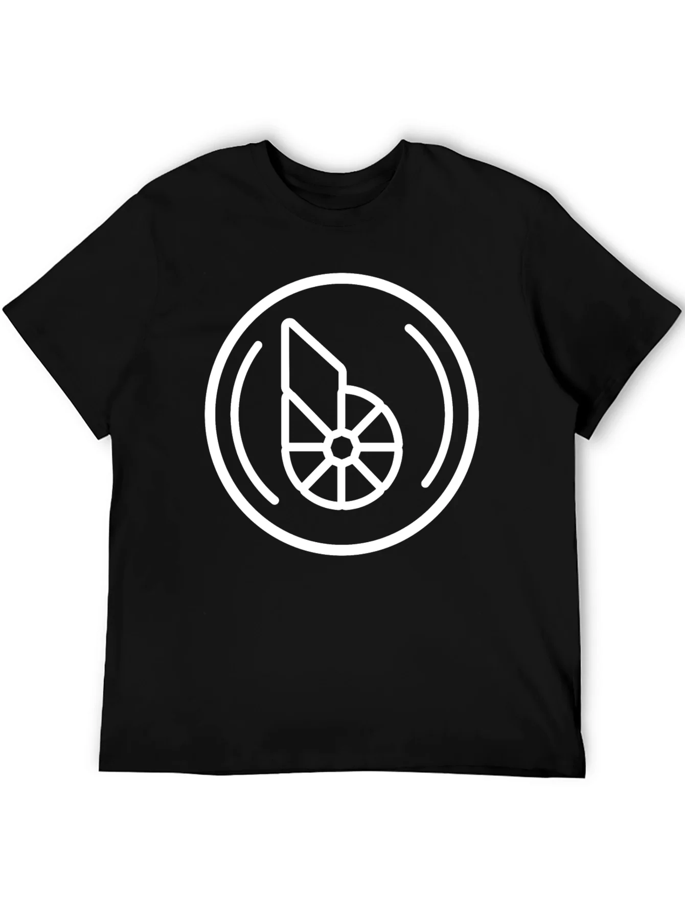Camiseta Negra con Dise?o Geom¨¦trico Circular