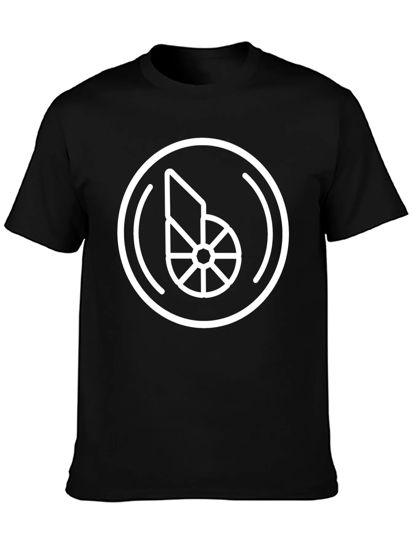 Camiseta Negra con Dise?o Geom¨¦trico Circular