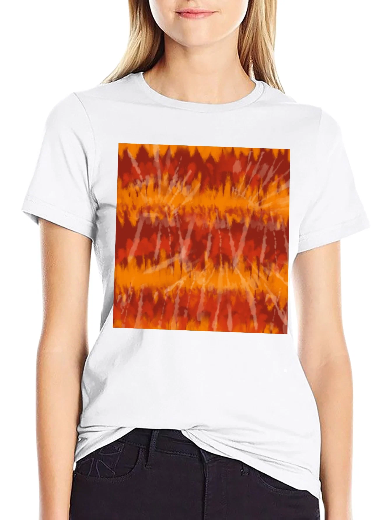 Rebbecca Retro Tie-Dye Graphic Tee - Casual Black T-Shirt