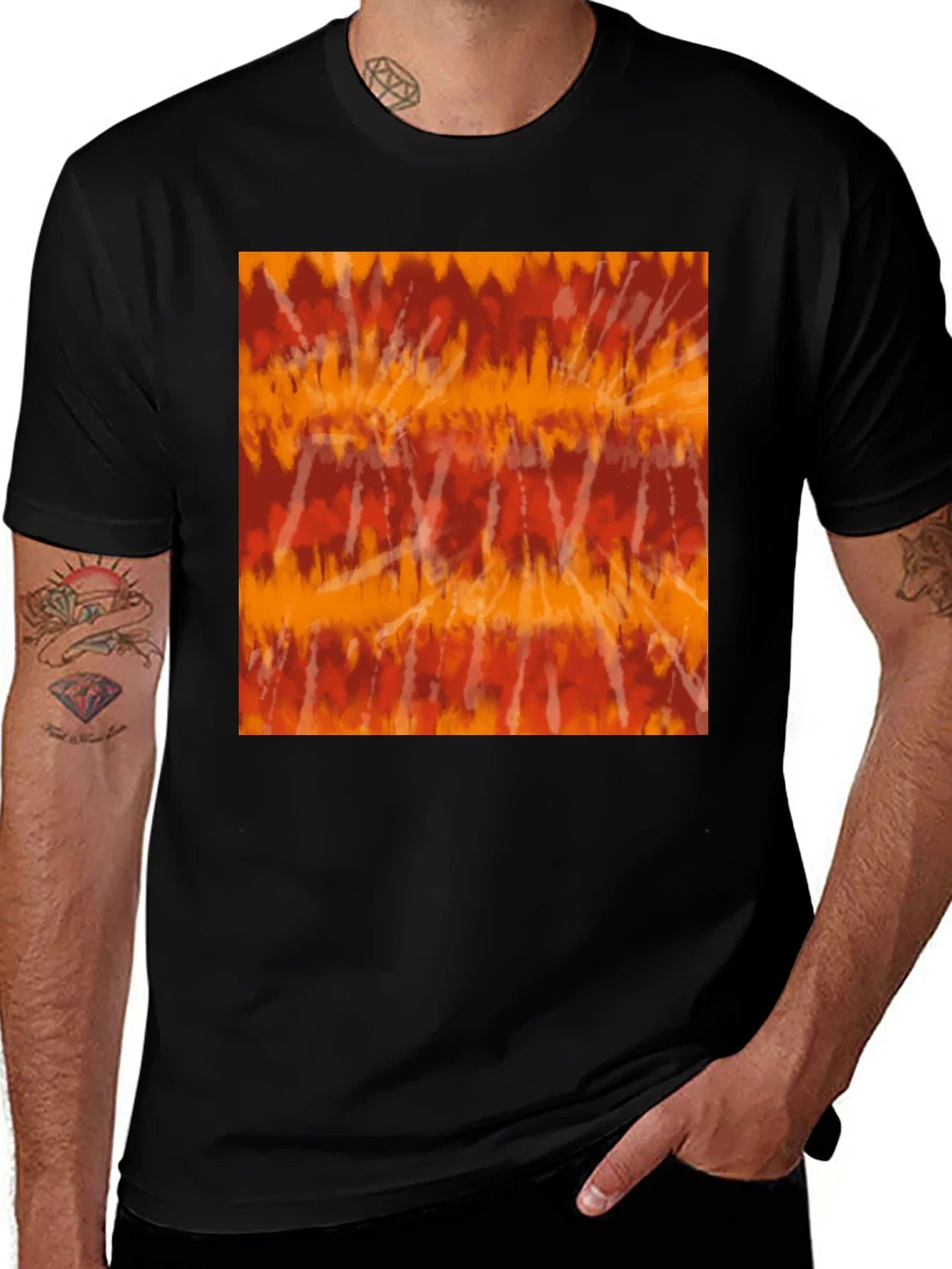 Rebbecca Retro Tie-Dye Graphic Tee - Casual Black T-Shirt