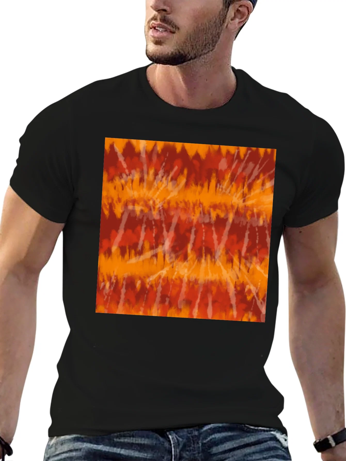 Rebbecca Retro Tie-Dye Graphic Tee - Casual Black T-Shirt