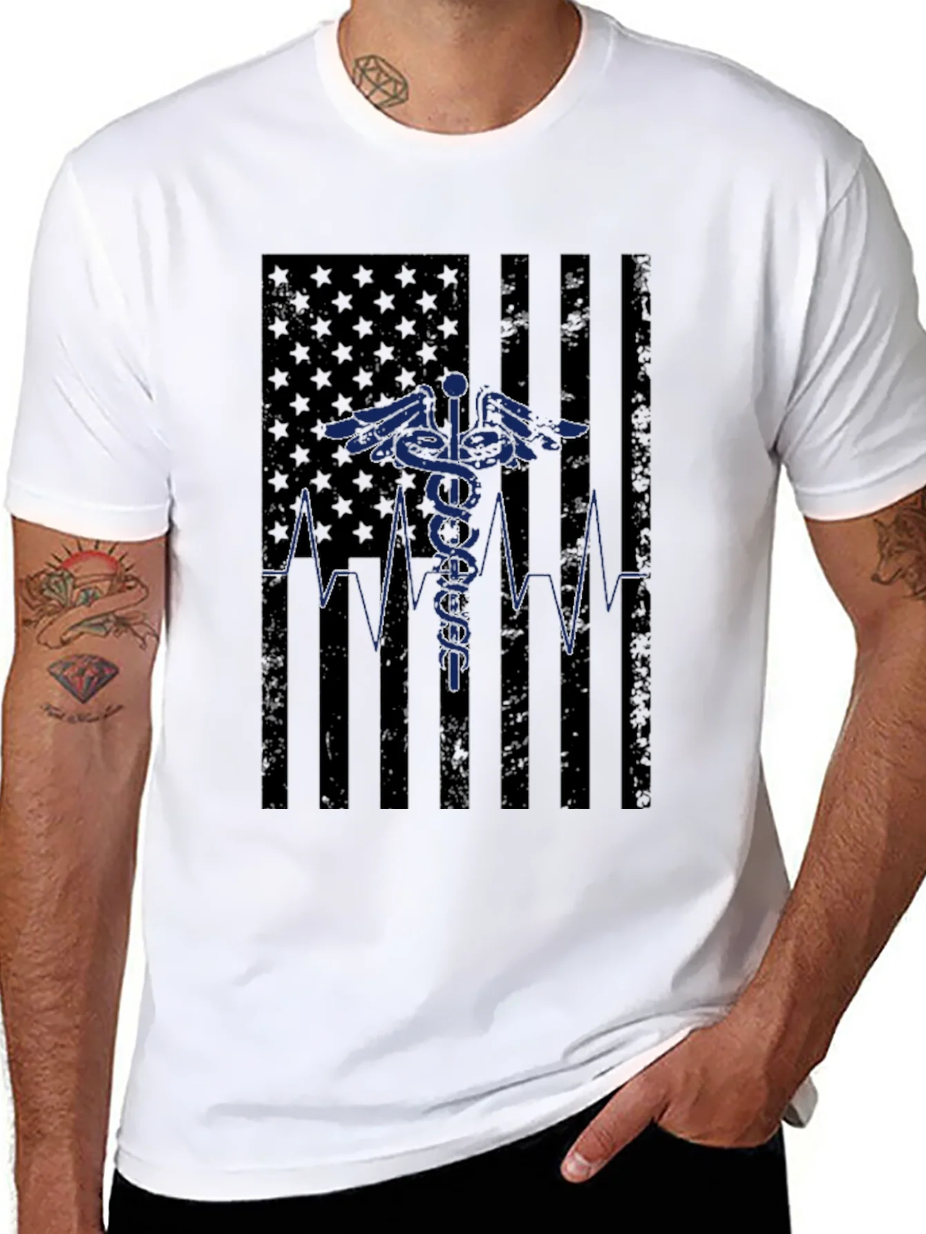 Camiseta Negra M¨¦dica Bandera USA