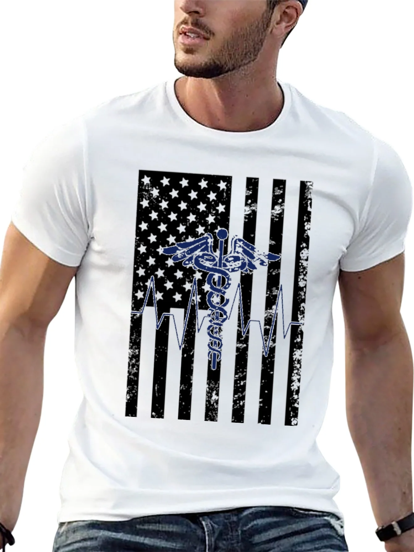 Camiseta Negra M¨¦dica Bandera USA