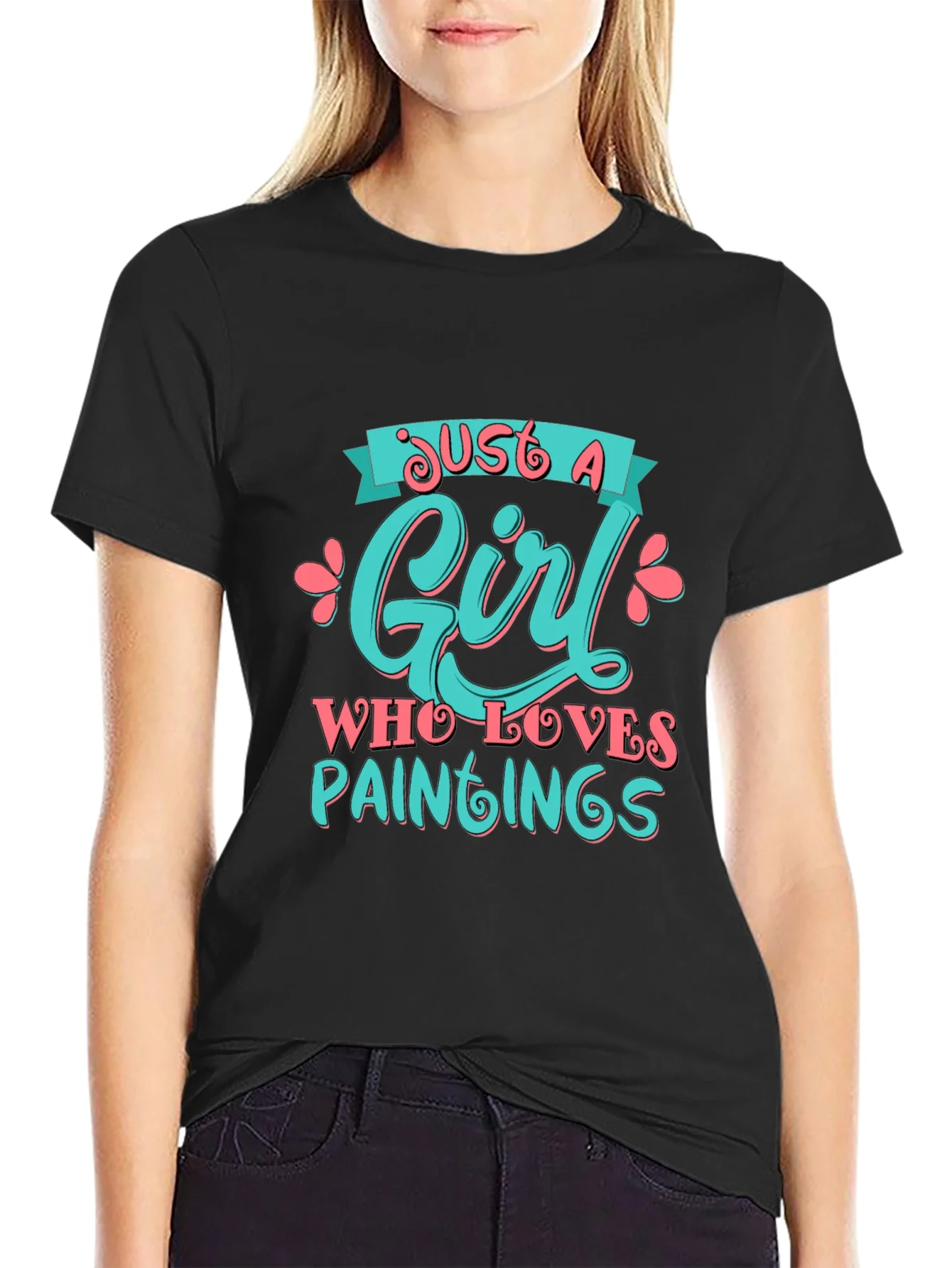 Camiseta Negra Just a Girl Who Loves Paintings