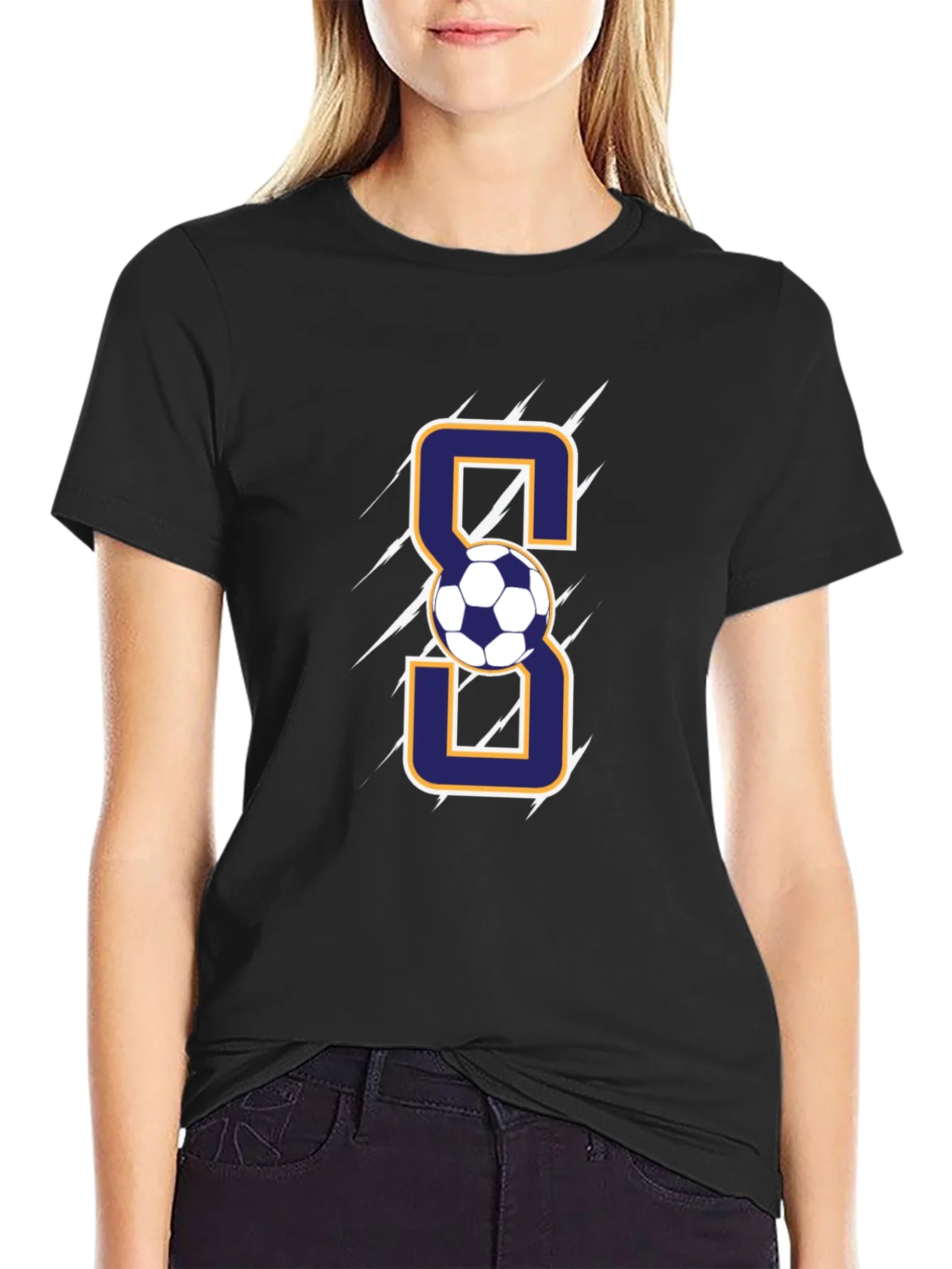Camiseta Negra F¨²tbol N¨²mero 8