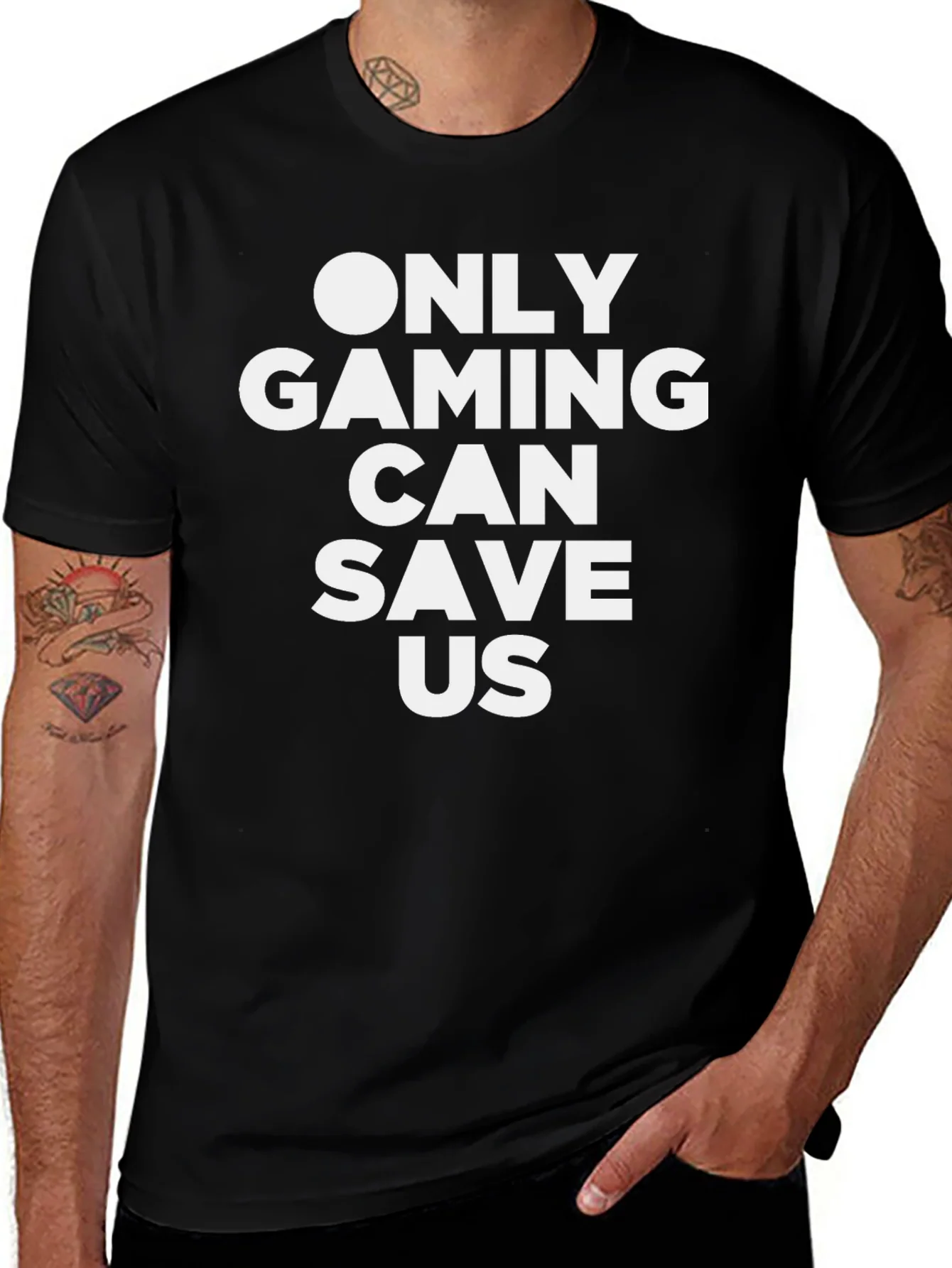 Rebbecca Only Gaming Can Save Us Black T-Shirt