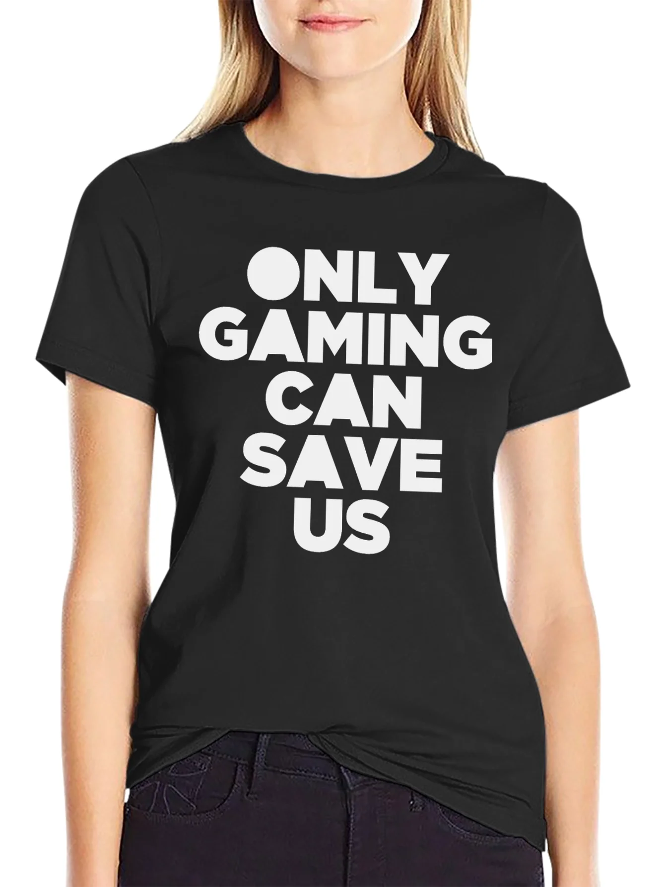 Rebbecca Only Gaming Can Save Us Black T-Shirt