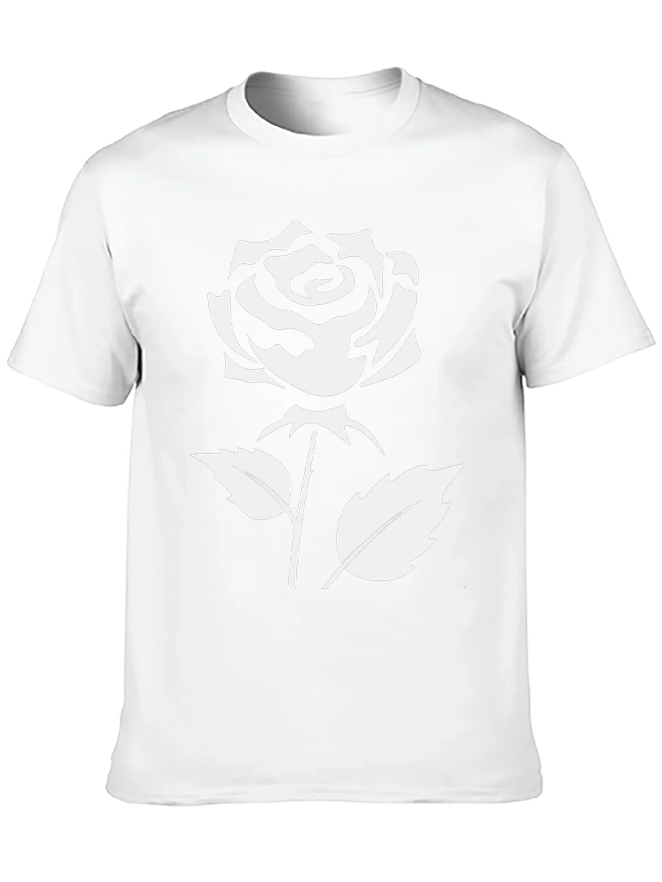 Camiseta Negra con Rosa Blanca Estilizada