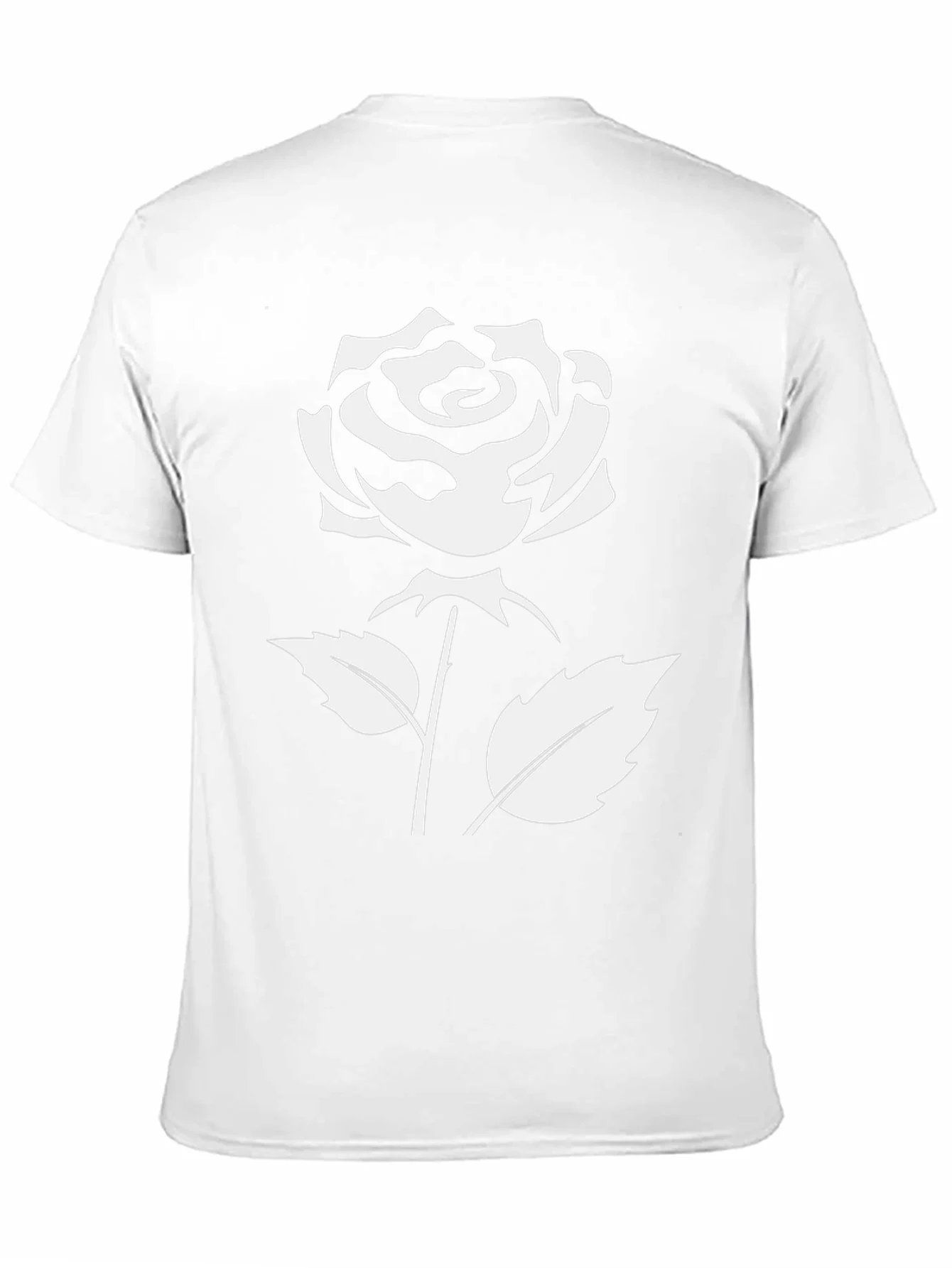 Camiseta Negra con Rosa Blanca Estilizada
