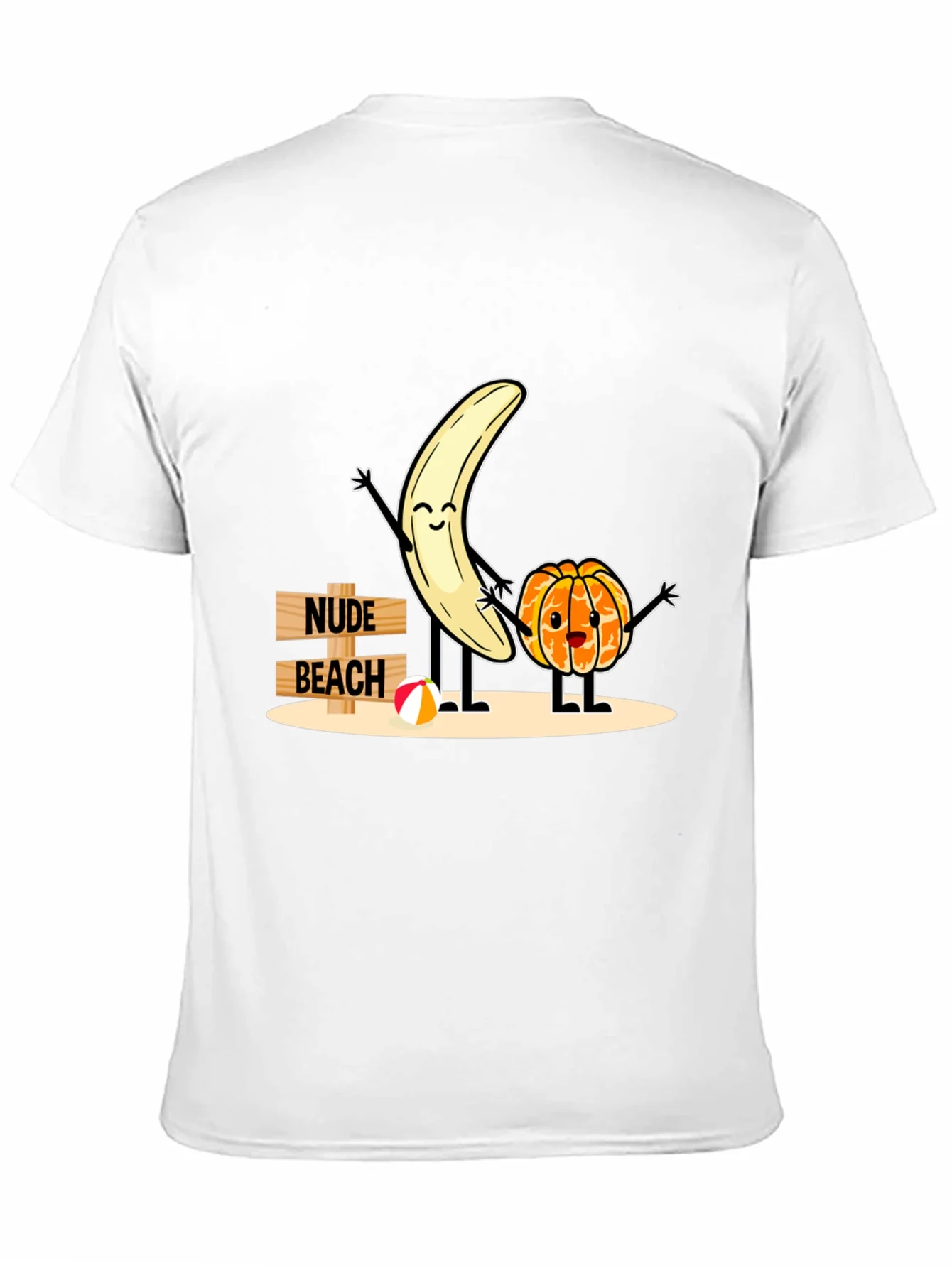 Camiseta Negra Humor¨ªstica: Playa Nudista Frutal